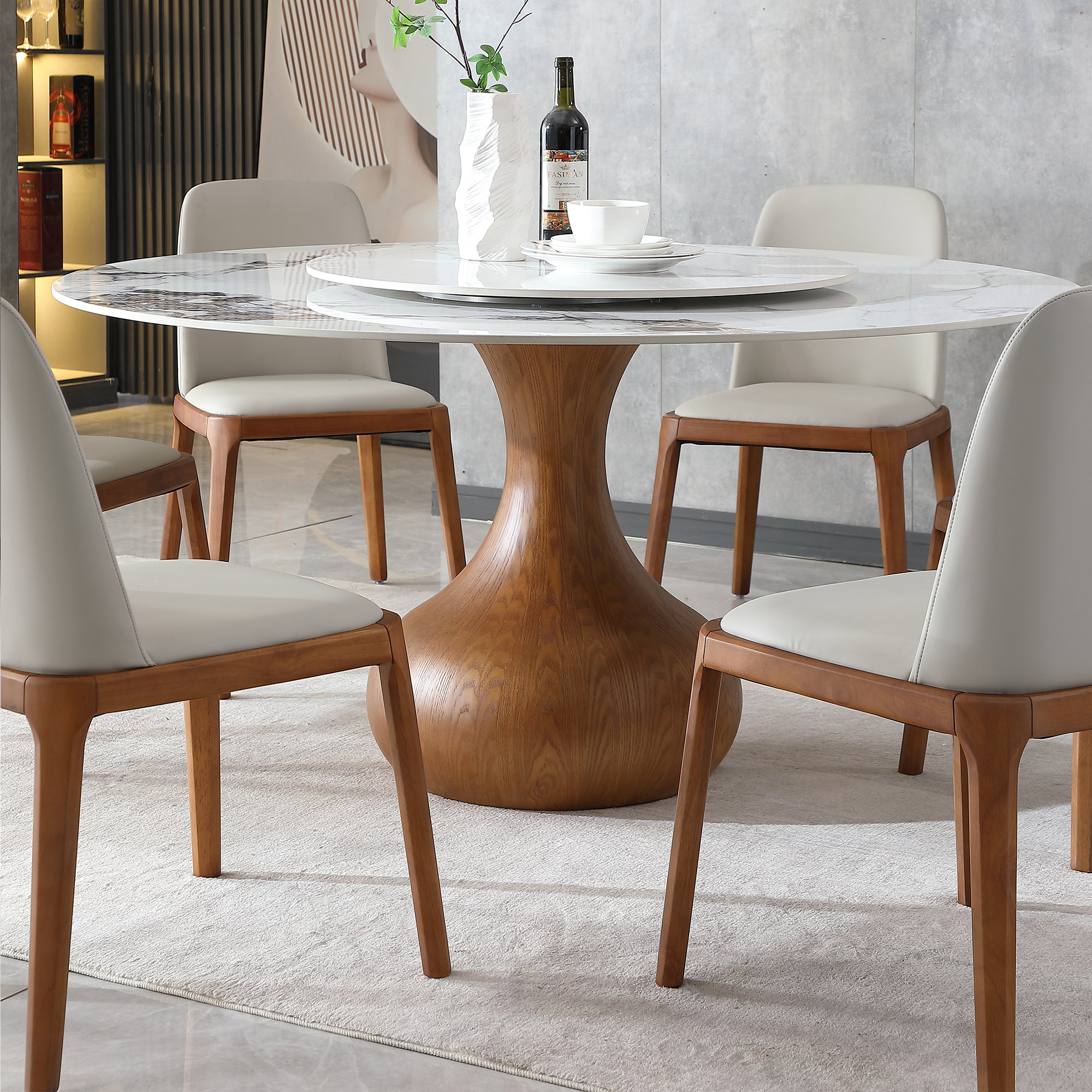 Modern PU Leather Dining Chairs Set of 2 with Wooden Legs - Gray Kitchen & Living Room Seating for Home, Restaurant, or Office Use