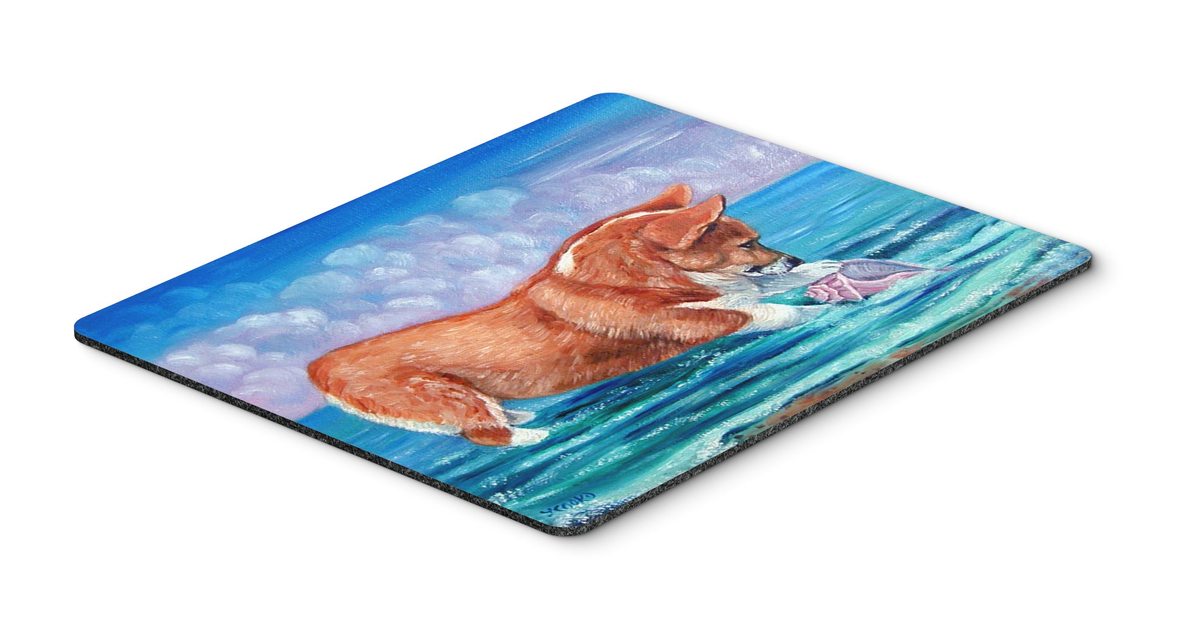 Caroline's Treasures 7407MP Corgi Sea Shell Design Mouse Pad - Large Washable Non-Slip Mouse Mat for Home Office, Gaming & Computer Work | Perfect Desk Accessory for Laptop & PC Users