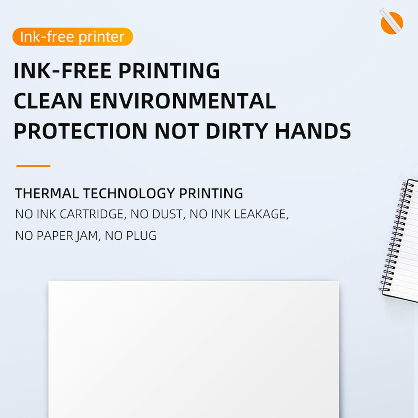 Portable A4 Thermal Printer - Wireless Bluetooth Thermal Label Printer for 90 Sheets Letter & A4 Paper - Compatible with Android, iOS, Phone & Laptop - Perfect for Mobile Office, Shipping Labels & Receipt Printing