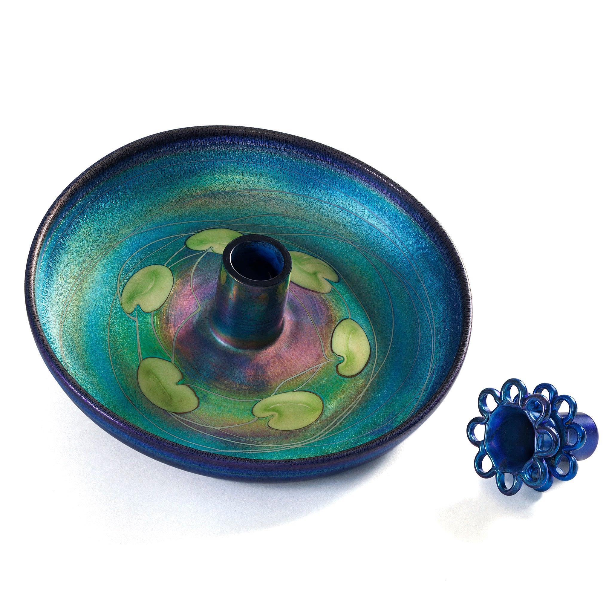 Tiffany Studios New York Favrile Glass Bowl - Handcrafted Art Glass Centerpiece for Dining Table Decor, Wedding Centerpiece, Luxury Home Decor