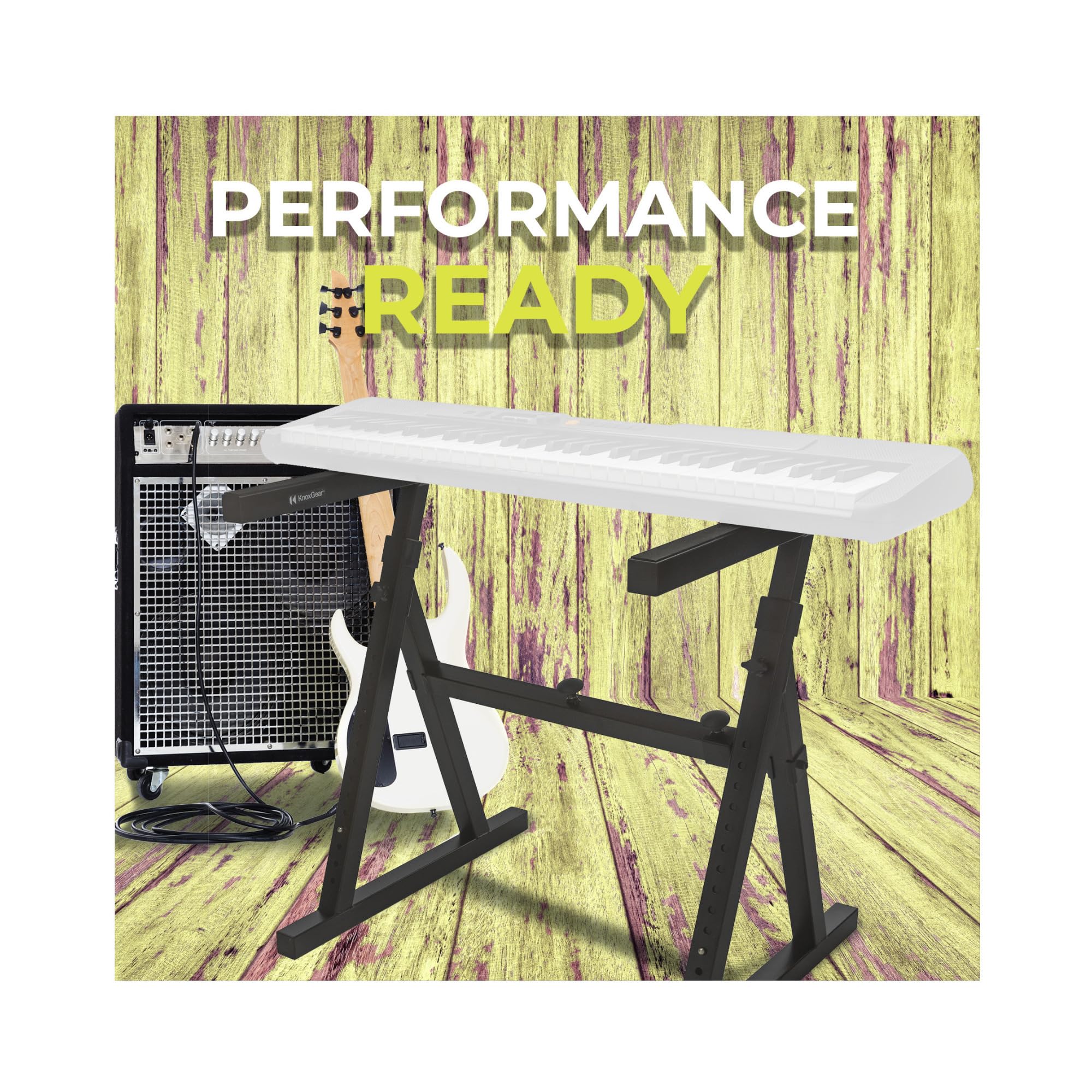 Knox Gear Heavy Duty Z-Style Keyboard Stand - Adjustable Height & Width Professional Digital Piano Stand for 88-Key Keyboards & Synthesizers - Perfect for Home Studios, Live Performances & Music Classrooms