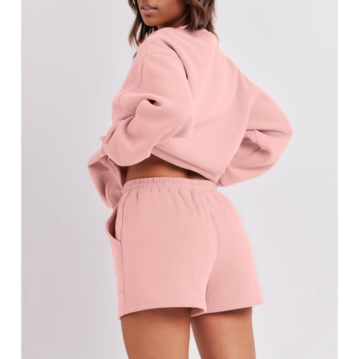 Women's Cotton Jersey Lounge Set - Soft Spring Sweatshirt & Shorts Athletic Wear for Yoga, Running & Casual Outfits | Comfy Track Suits for Home & Gym