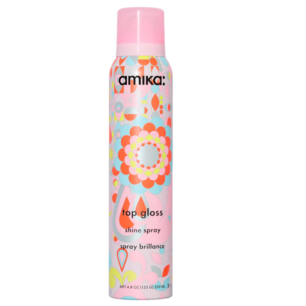 Amika Top Gloss Hair Shine Spray 4.8 oz - Shine & Protect Hair Spray for Smooth, Glossy Hair - Perfect for Daily Styling, Salon Finish & Special Occasions