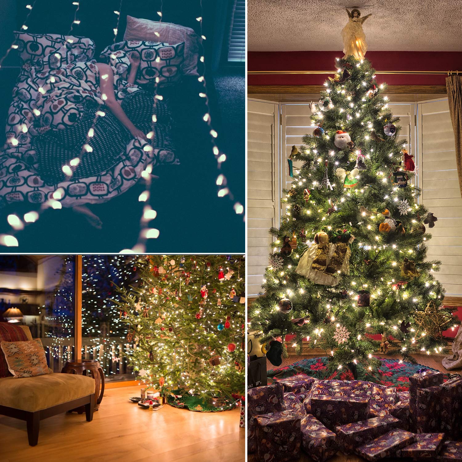 Minetom C9 LED String Lights 25ft Outdoor Christmas Lights - Clear White Bulbs with White Wire for Patio, Backyard, Christmas Tree, Party & Holiday Decorations - Perfect for Indoor and Outdoor Use