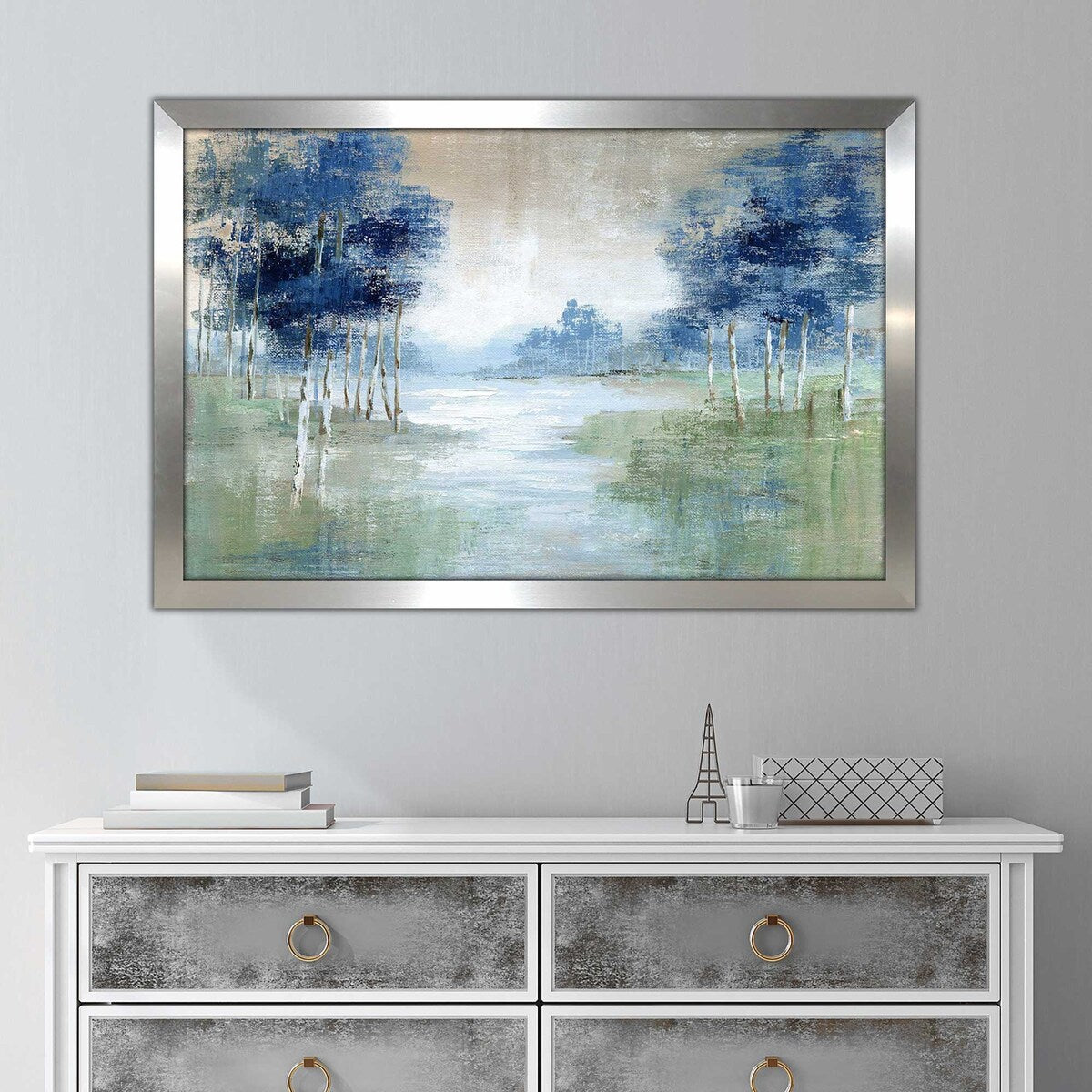 Birch River Horizontal Landscape Art Print on Acrylic - Modern Nature Wall Decor for Living Room, Bedroom & Office