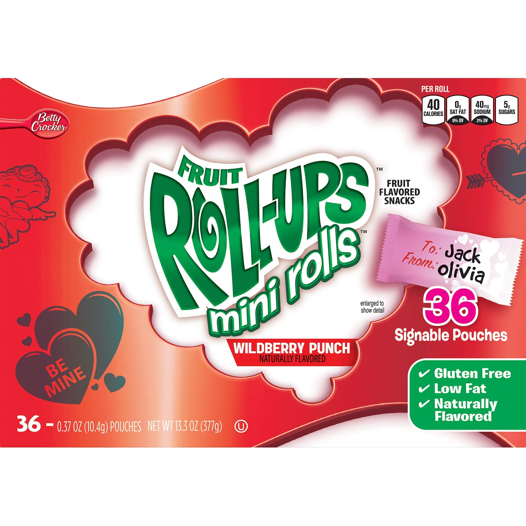 Betty Crocker Fruit Roll-ups Mini Rolls Wildberry Punch - 36 Count (Pack of 2) | 0.37 Oz Fruit Flavored Snacks for Kids Lunch Box & On-the-Go Healthy Treats