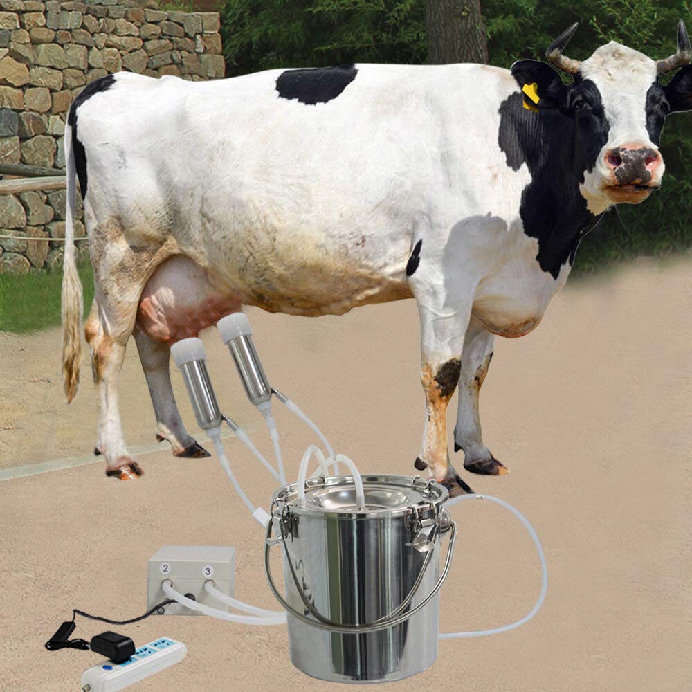 **Electric Milking Machine for Goats & Cows - Portable Vacuum Pulsation Pump Milker with 7L Stainless Steel Bucket - Ideal for Jerseys, Nigerian Dwarfs, Nubian Mix - Perfect for Small Farms, Homesteads & Dairy Production**