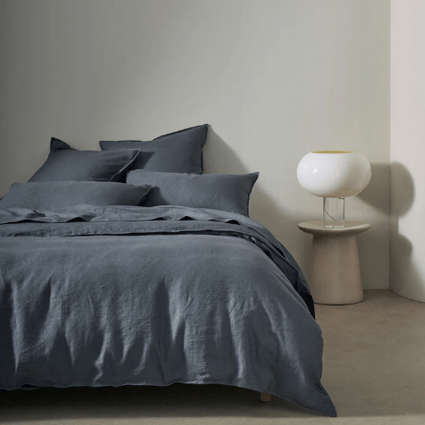 Premium Ravello Linen Duvet Cover Set - Queen Size, Soft Denim Blue - Breathable & Hypoallergenic Bedding for Cozy Bedroom Decor & Guest Room Essentials
