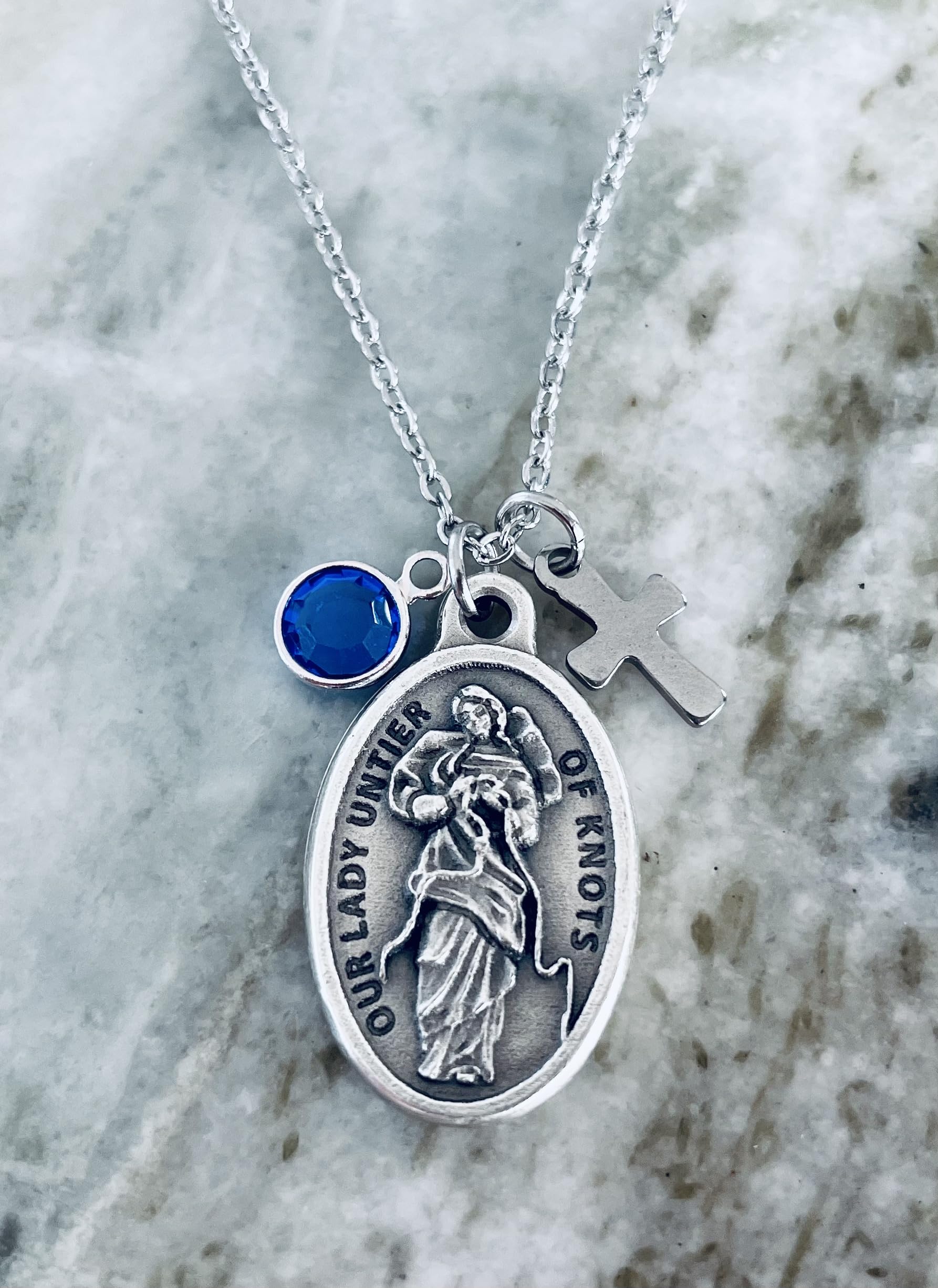 Mary Undoer of Knots Necklace - Silver Catholic Medal Gift for Her - Prayer & Devotion