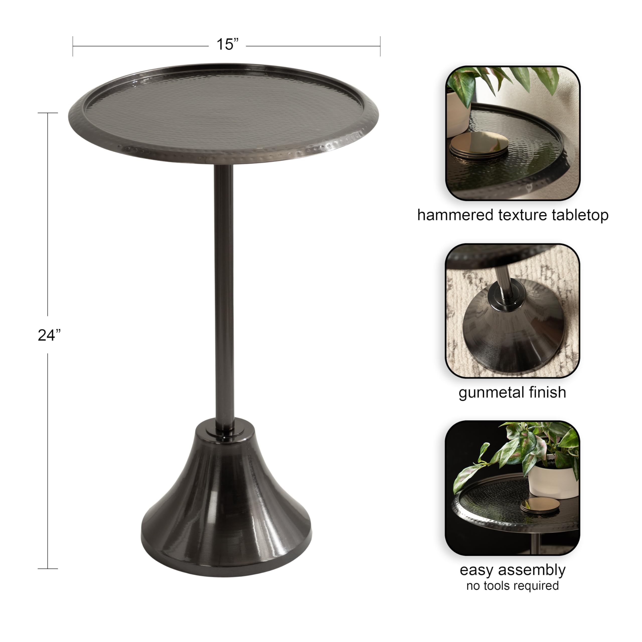 Kate and Laurel Sanzo Modern Pedestal Side Table - 15