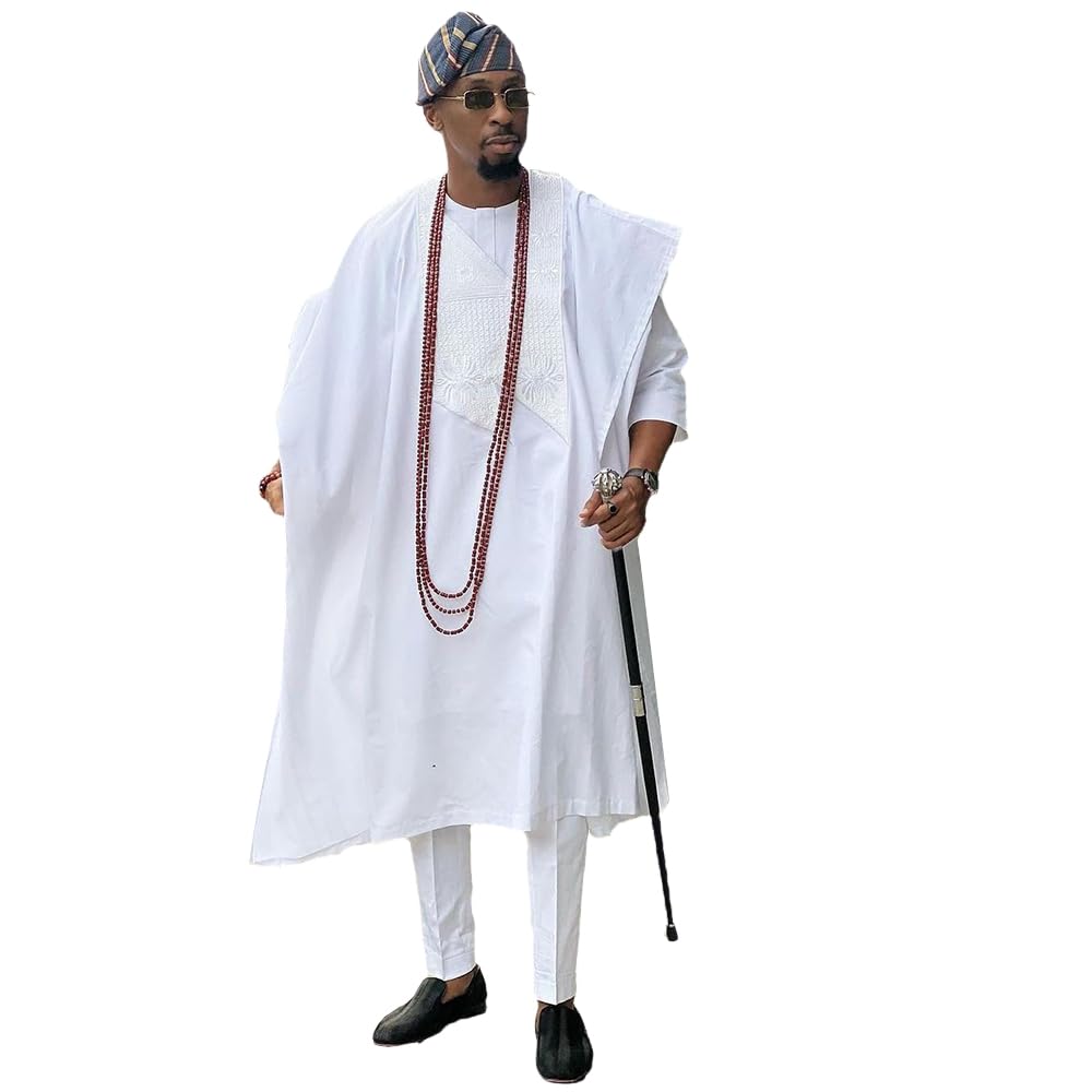 Premium African Men's Agbada Boubou Set - Traditional Nigerian Wedding Attire with Handmade Embroidery - Elegant Caftan Outfit for Special Occasions, Cultural Events & Formal Gatherings