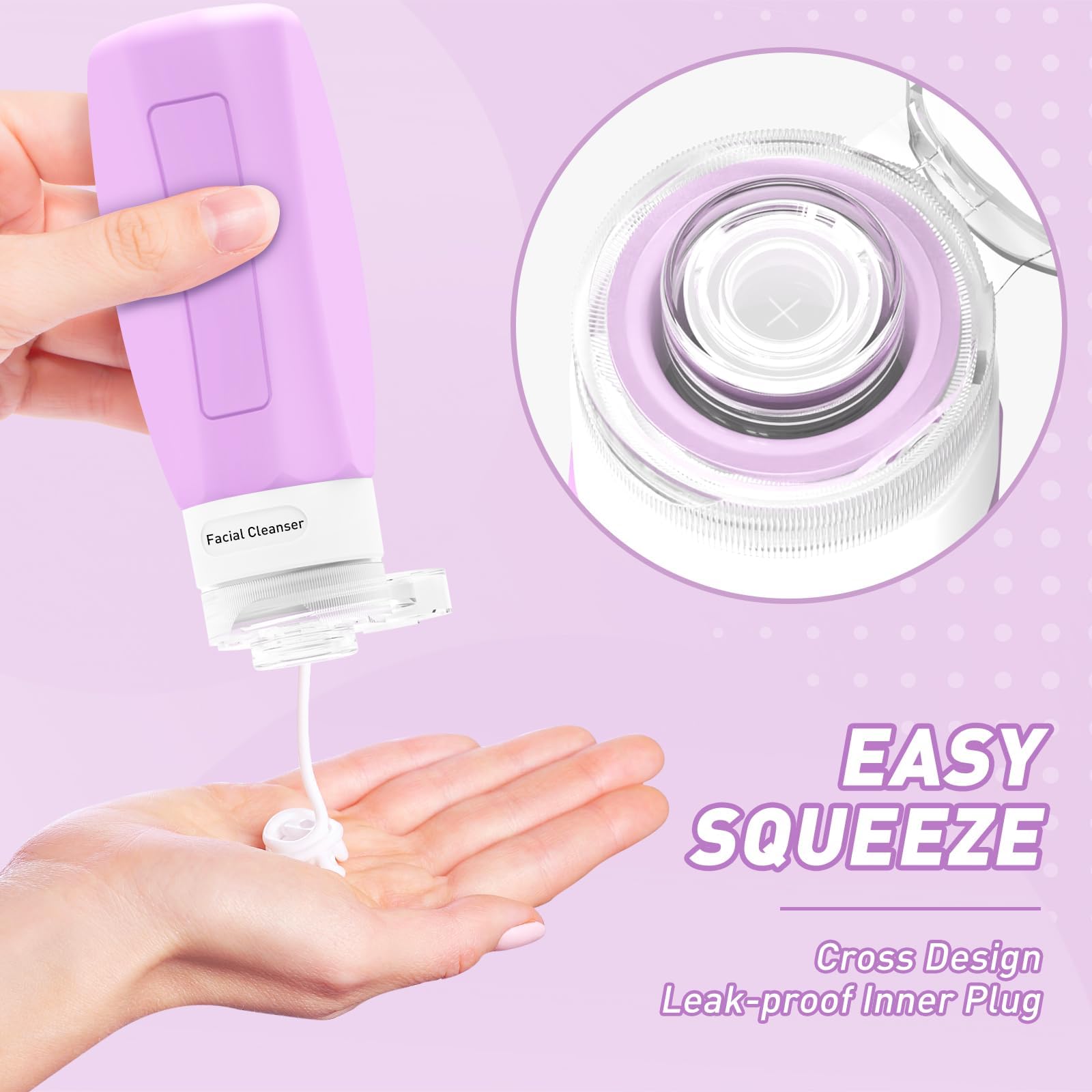 Redfly 3oz TSA Approved Travel Bottles - BPA Free Leak Proof Squeezable Toiletry Containers for Shampoo & Conditioner (Purple) | Perfect for Air Travel, Gym & Vacation Essentials