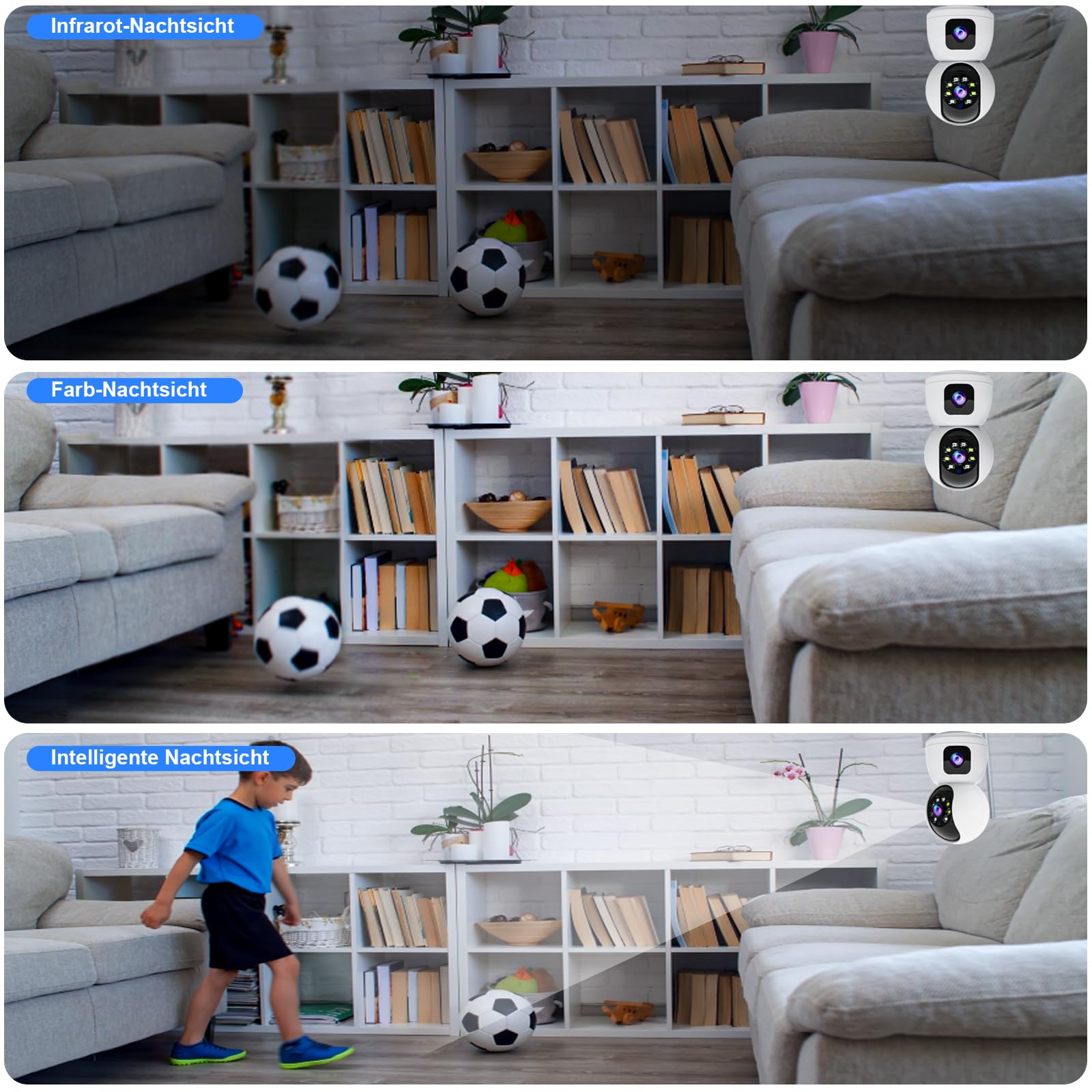 4MP Dual Lens Wireless Security Camera Indoor - 2.4GHz WiFi Home Surveillance System with Motion Tracking, Color Night Vision & Two-Way Audio - Ideal for Home Security, Baby Monitor & Pet Camera