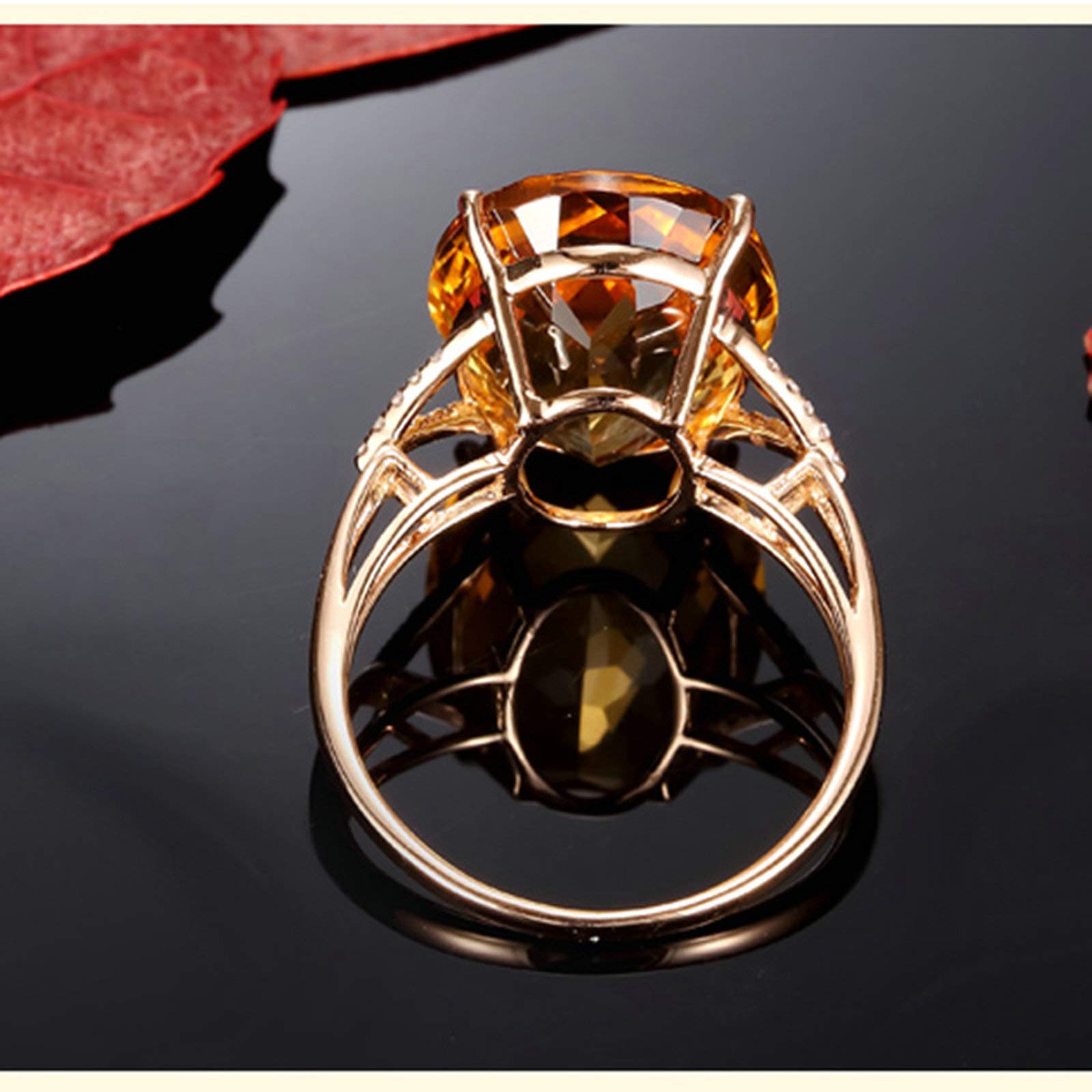 18K Rose Gold Engagement Ring for Women - 9ct Oval Citrine Wedding Band, Dainty & Elegant Jewelry Gift for Her - Perfect for Proposals, Anniversaries & Special Occasions
