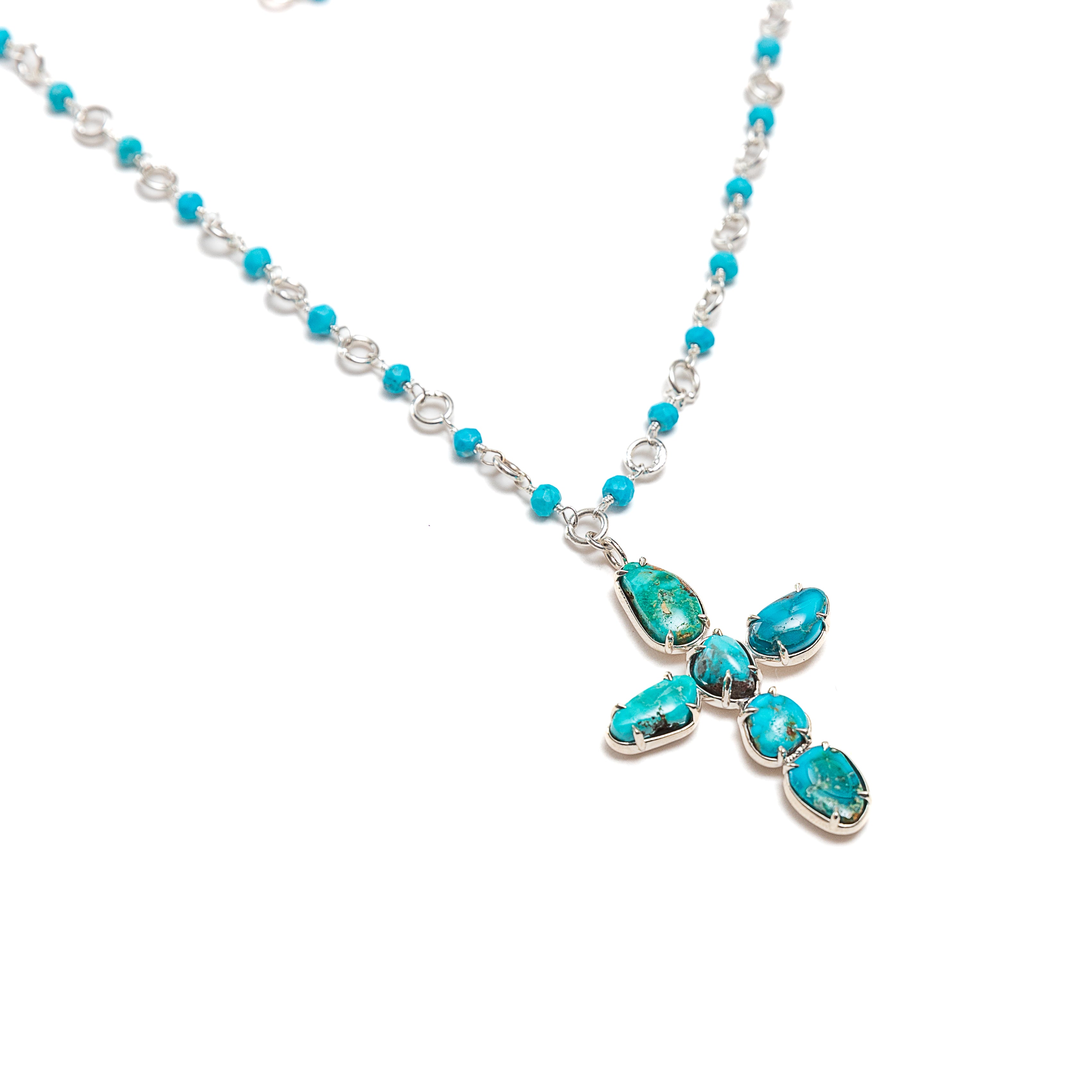 Unique Turquoise Cross Pendant Necklace - Handcrafted Jewelry for Women - Perfect for Gifts, Weddings & Everyday Wear