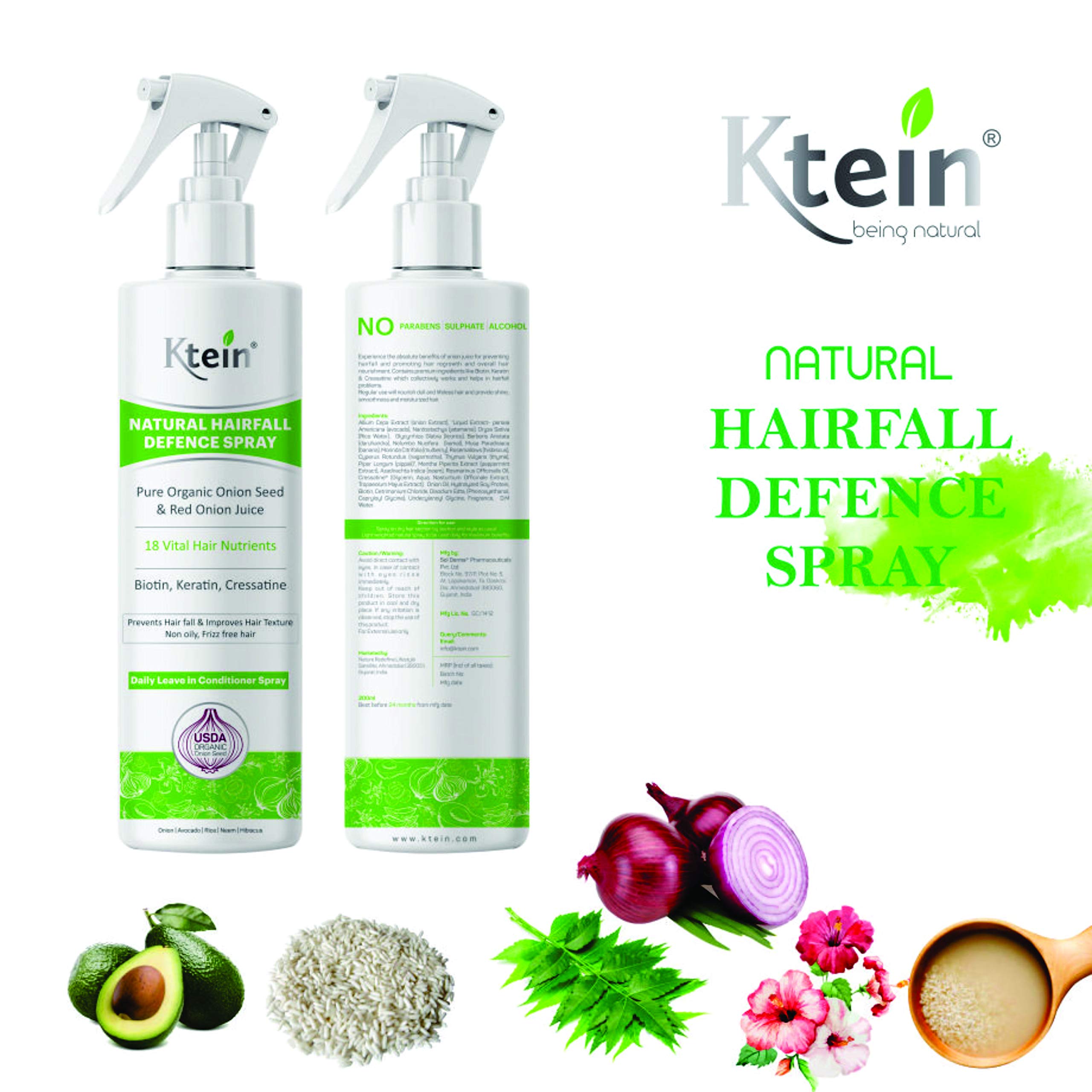 Ktein Onion Hair Spray (200ml) - Natural Hair Growth Treatment for Thinning Hair & Scalp Care - Perfect for Daily Use at Home or Salon