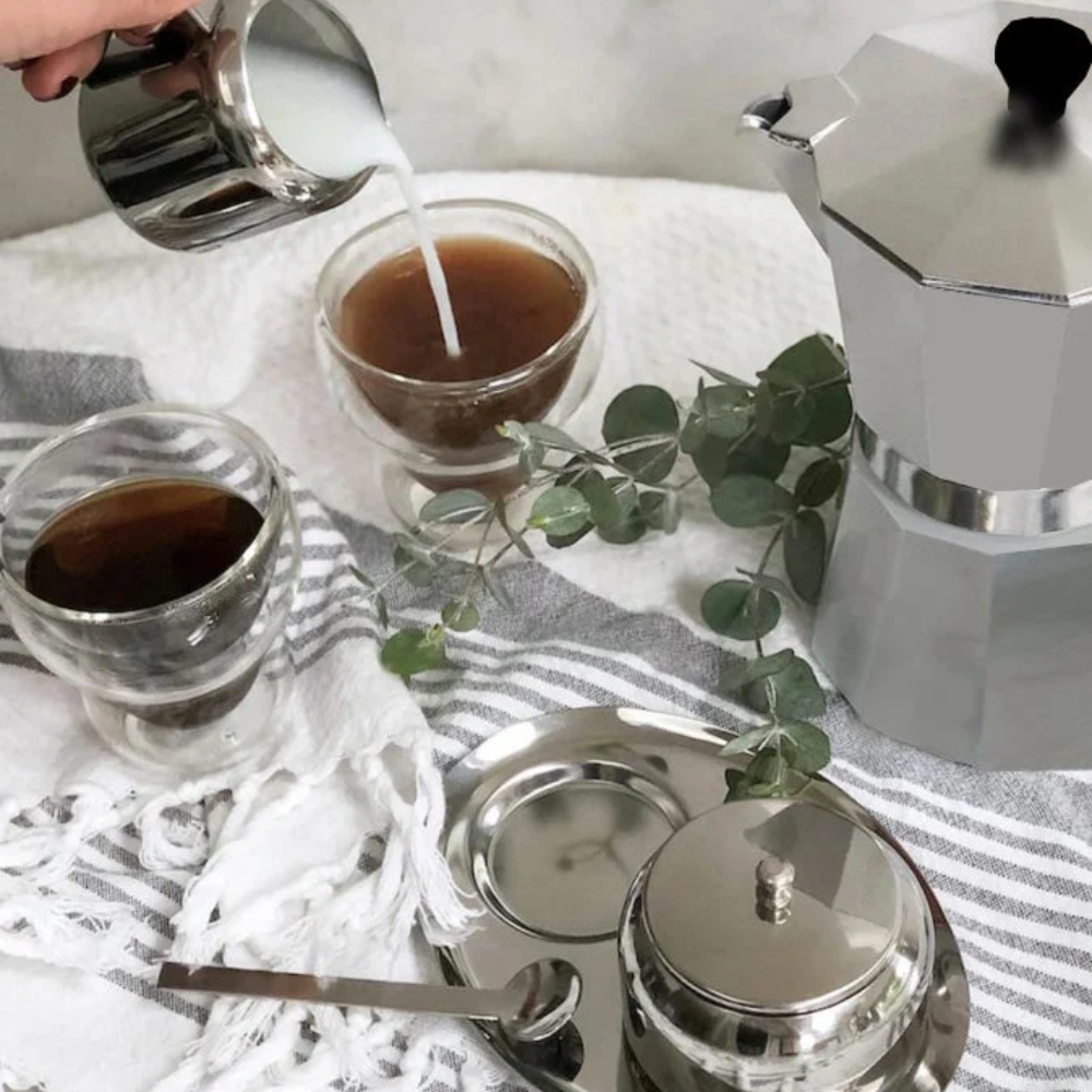 Cuisinox 5-Piece Cream and Sugar Caddy Set - Stainless Steel Coffee & Tea Serving Tray for Home, Office, and Restaurants