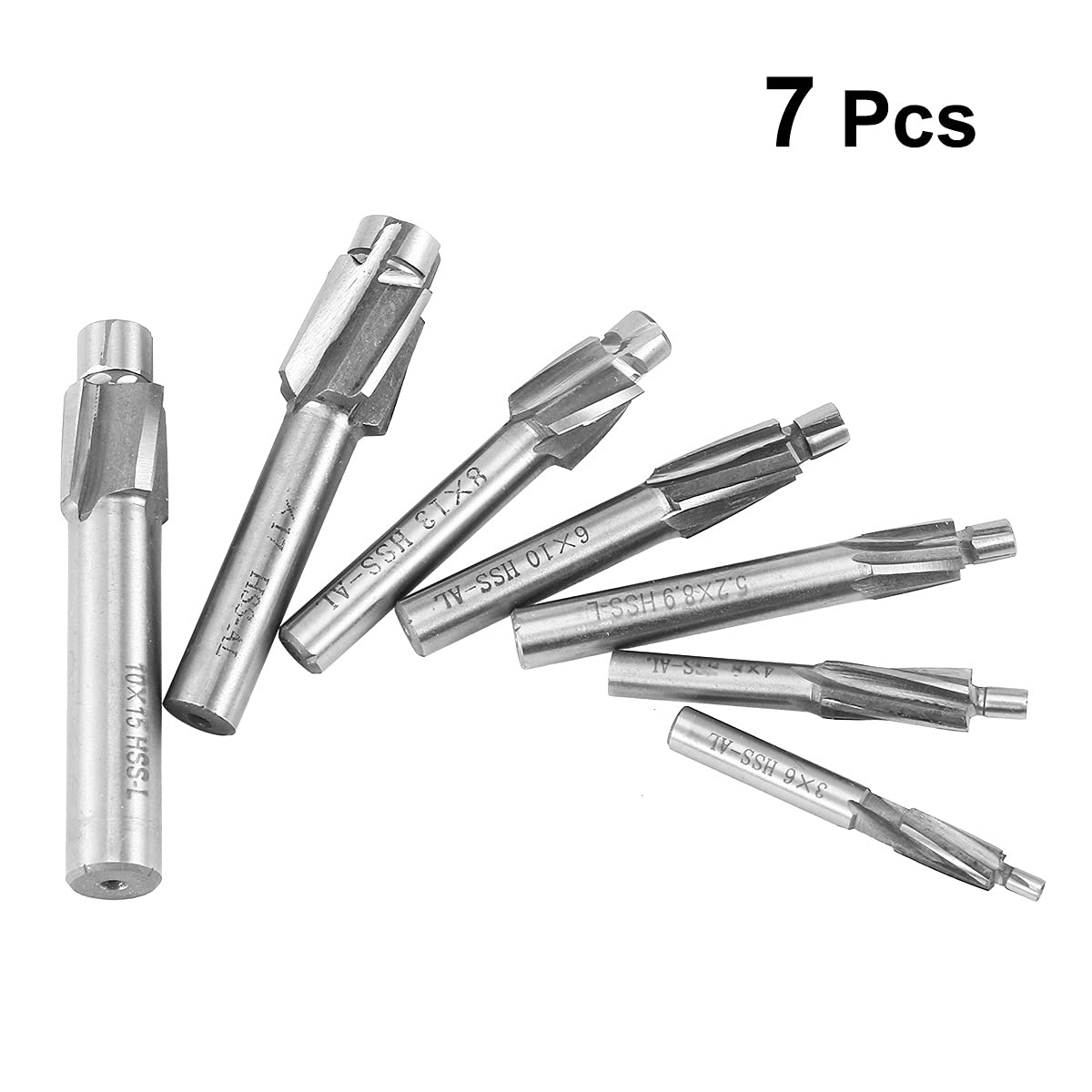 7-Piece High-Speed Steel Countersink Drill Bit Set - CNC Machining Straight End Mill Cutter for Stainless Steel & Metal - Perfect for Woodworking, DIY Projects & Professional Metal Fabrication