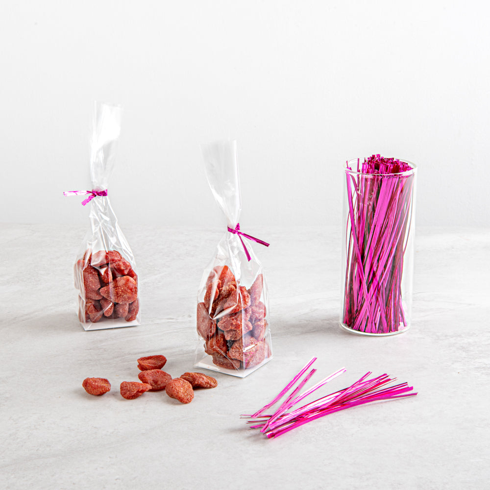Pink Metallic Twist Ties for Bags - 500 Count Box | Reusable Bag Closures for Food Storage, Gift Wrapping & Organizing
