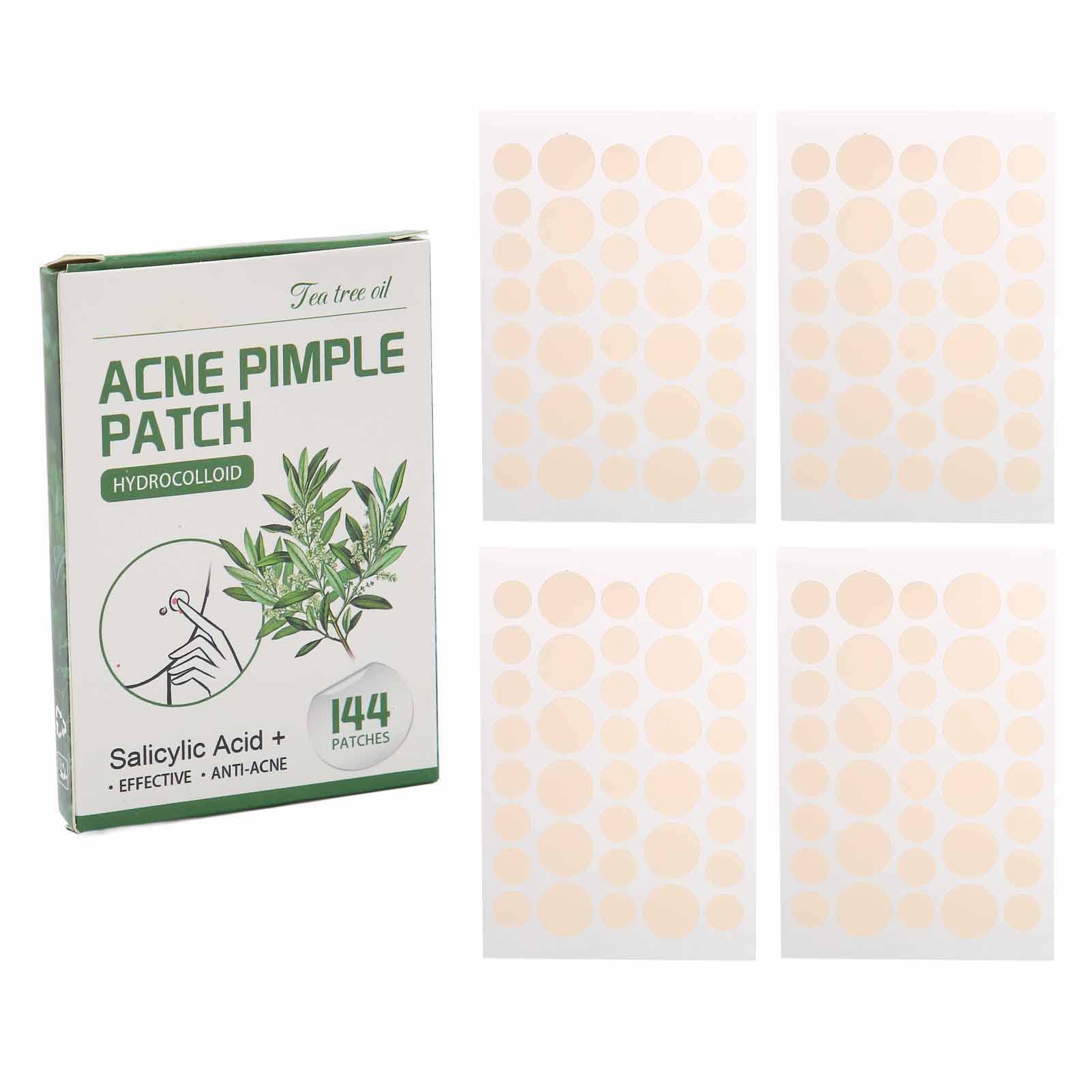 144 Pcs Hydrocolloid Acne Patches with Tea Tree Oil - 144 Count Pimple Stickers for Face, Waterproof Zit Patches for Overnight Skin Repair & Blemish Treatment - Perfect for Teen Acne, Adult Breakouts and Sensitive Skin Care