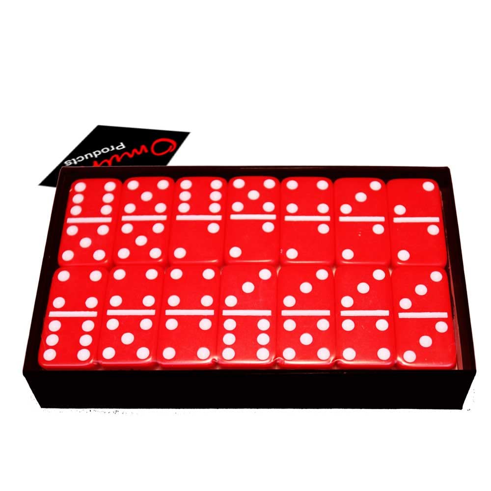 Premium Double 6 Red Standard Dominoes Set - Classic Domino Game for Family Game Night, Parties & Travel | OMURA Games
