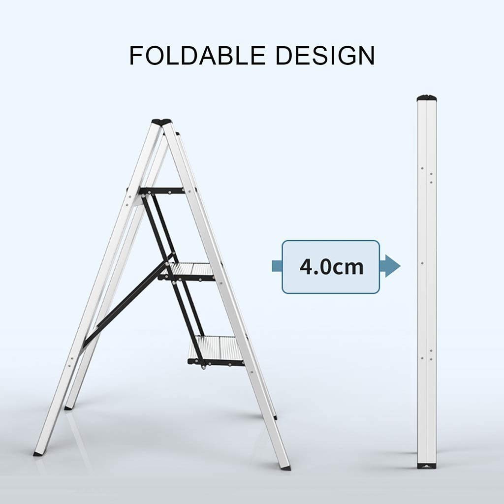 AFLCIO Aluminum Folding Step Stool Ladder - Lightweight & Portable, Non-Slip Safety Steps for Home, Kitchen, Garage, and Office Use - Multi-Functional Scaffold Ladder for Indoor & Outdoor Projects
