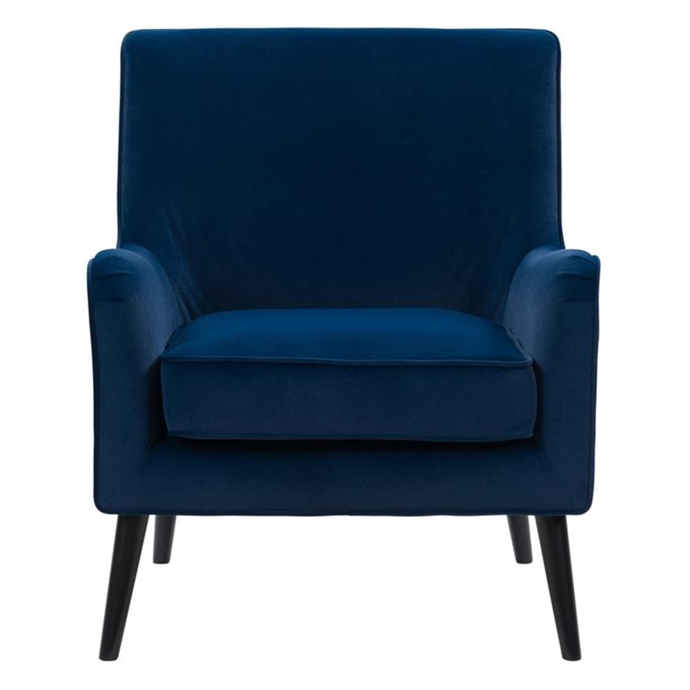 CorLiving Elwood Modern Accent Chair - Blue Velvet Upholstery, Tapered Legs for Living Room, Bedroom & Office | Stylish Mid-Century Design for Home Decor