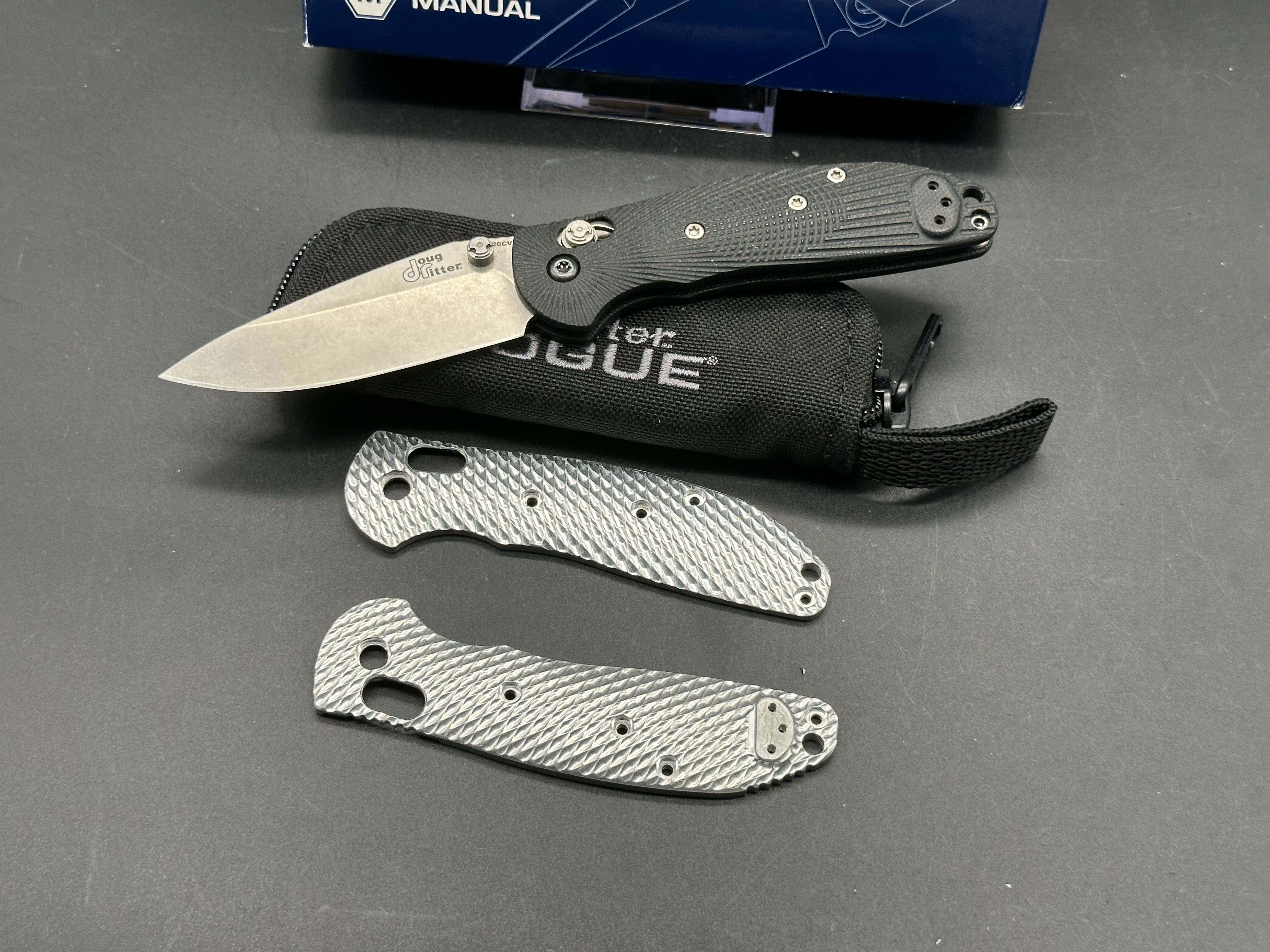 Hogue Doug Ritter Mini RSK Folding Knife with Original Goat Scales & Aluminum Handle - Perfect for EDC, Outdoor Adventures, and Survival Gear