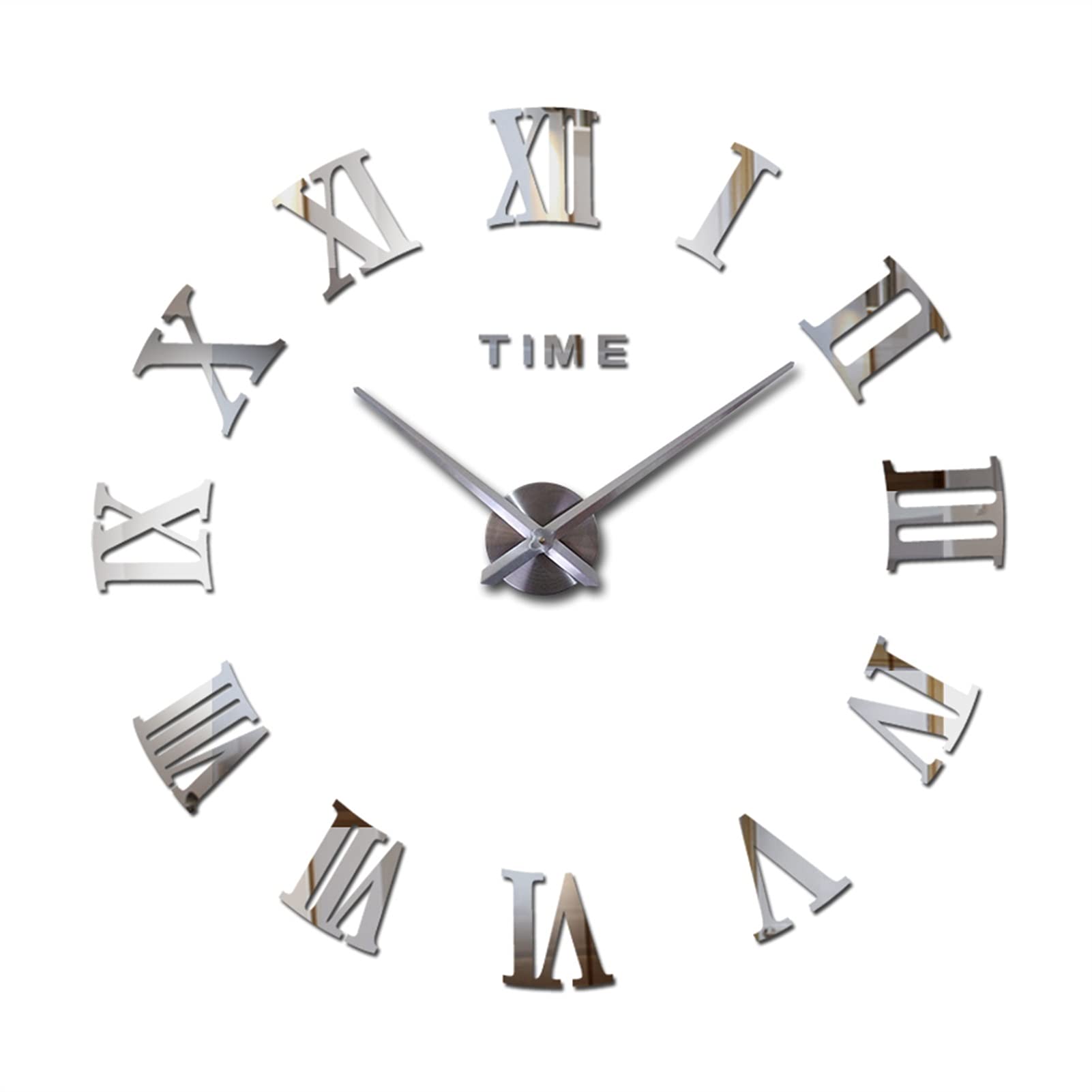 3D Acrylic Mirror Wall Clock - DIY Quartz Watch, Modern Home Decor for Living Room & Bedroom - 37 Inch Silver Wall Clock for Stylish Interior Design & Unique Gift Ideas