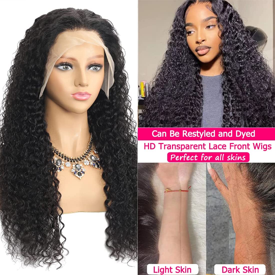 28 Inch 13x4 Water Wave Lace Front Wig - Brazilian Human Hair Wet & Wavy Pre-Plucked Deep Wave Curly Lace Wig for Black Women - Perfect for Daily Wear, Parties & Special Occasions