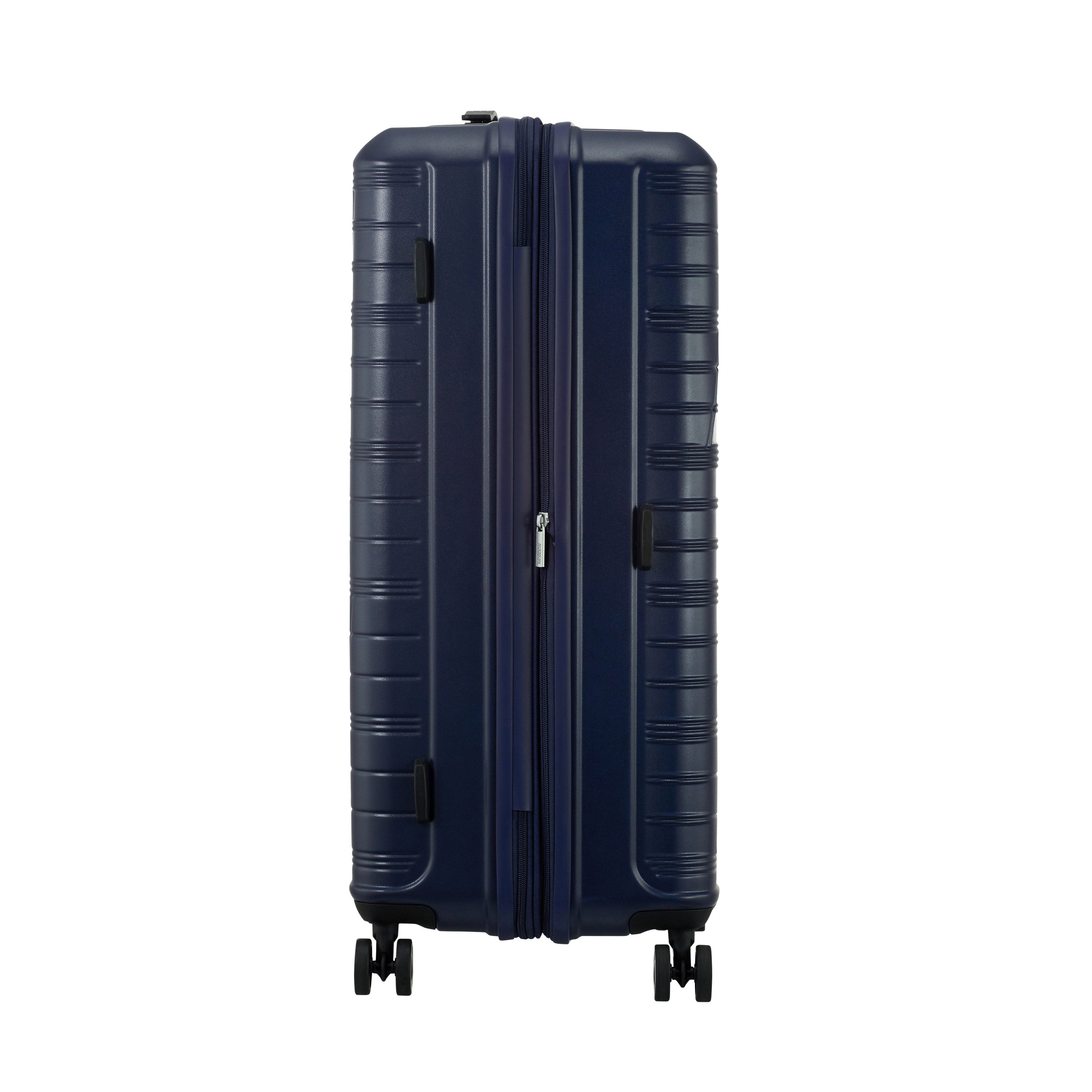 American Tourister Surftime Spinner 3-Piece Luggage Set - Lightweight Expandable Suitcase with 360° Wheels for Travel, Vacation & Business Trips (Black/Blue) - Perfect for Airplane Carry-On & Checked Baggage