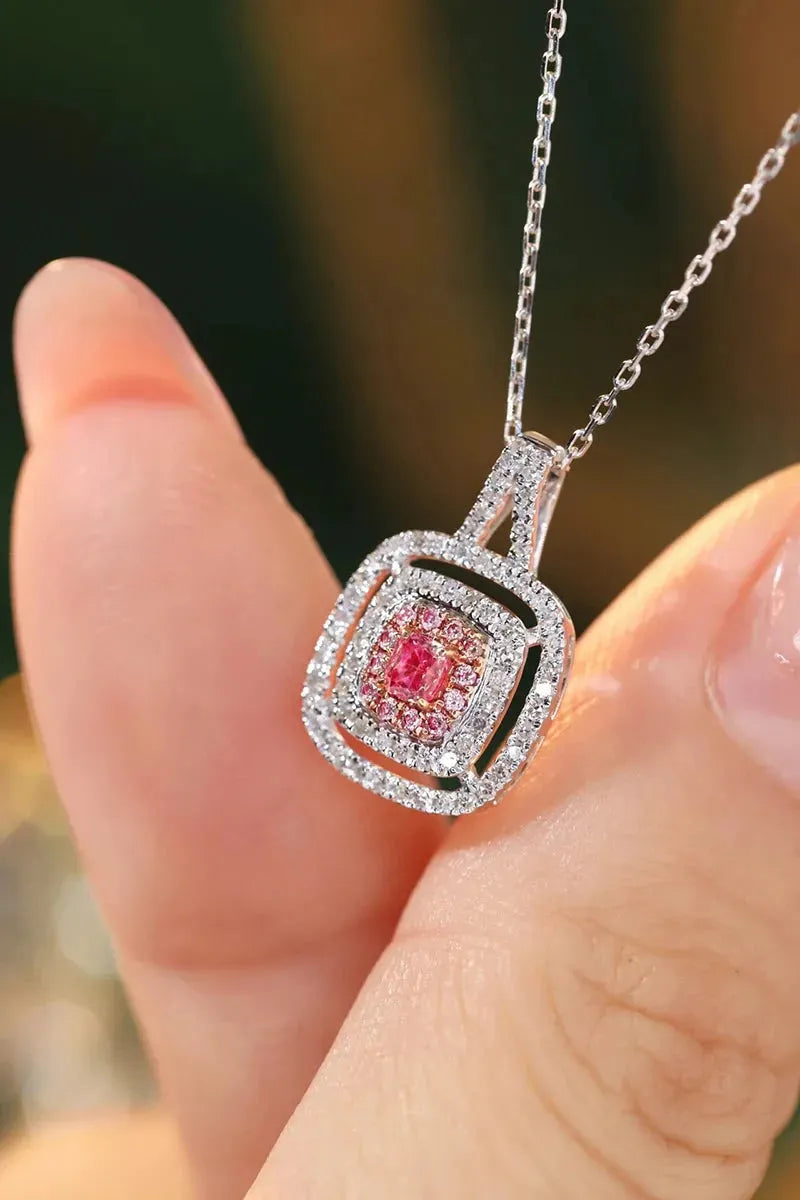 18K White Gold Pink Diamond Pendant Necklace for Women - Romantic Shiny Engagement Jewelry with Real Natural Diamonds | Perfect for Anniversaries, Proposals & Special Occasions