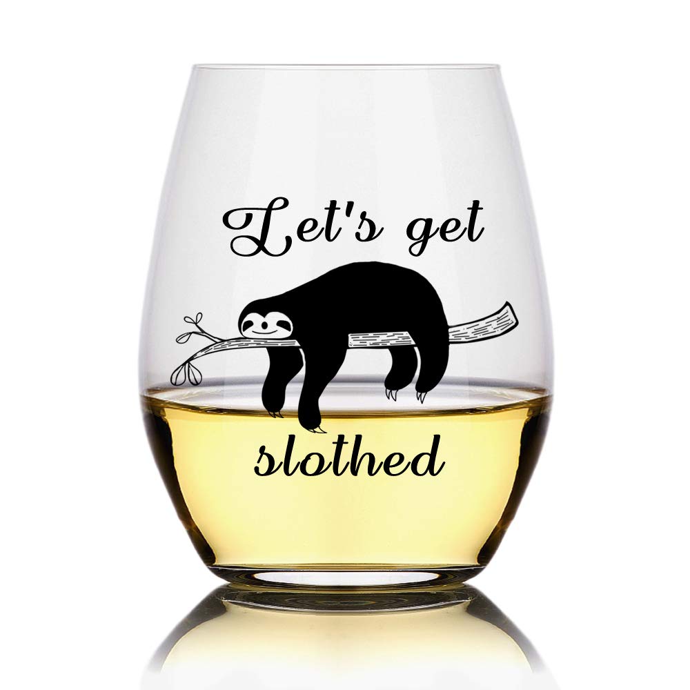 Funny Sloth Stemless Wine Glass - Cute Sloth Gifts for Women & Men, Perfect for Christmas, Valentine's Day, Birthday & Anniversary - Great for Parties, Home Decor & Wine Lovers