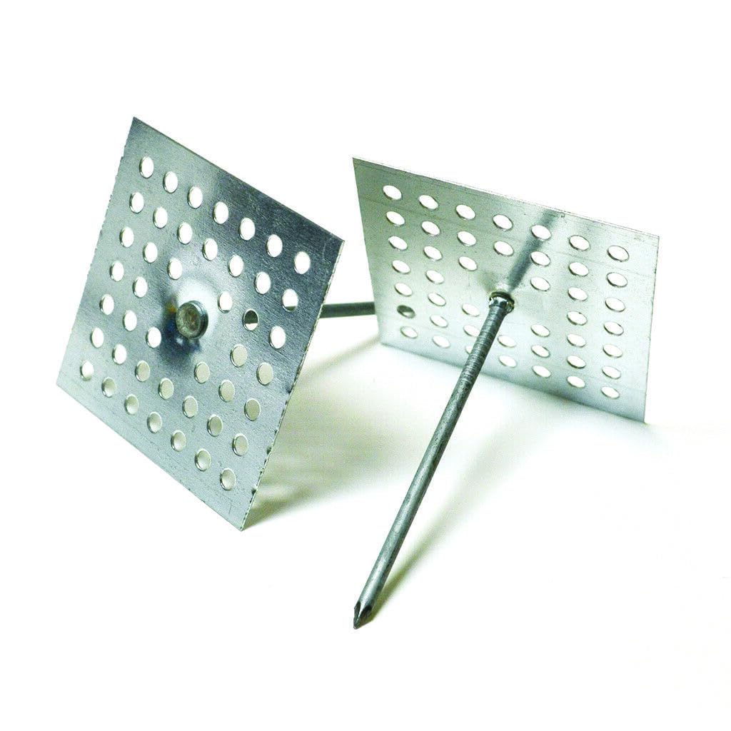 Perforated Insulation Pins 1000 Pack (1-5/8 Inch) - Made in USA - Heavy Duty Roofing & Wall Fasteners for Commercial & Residential Construction Projects