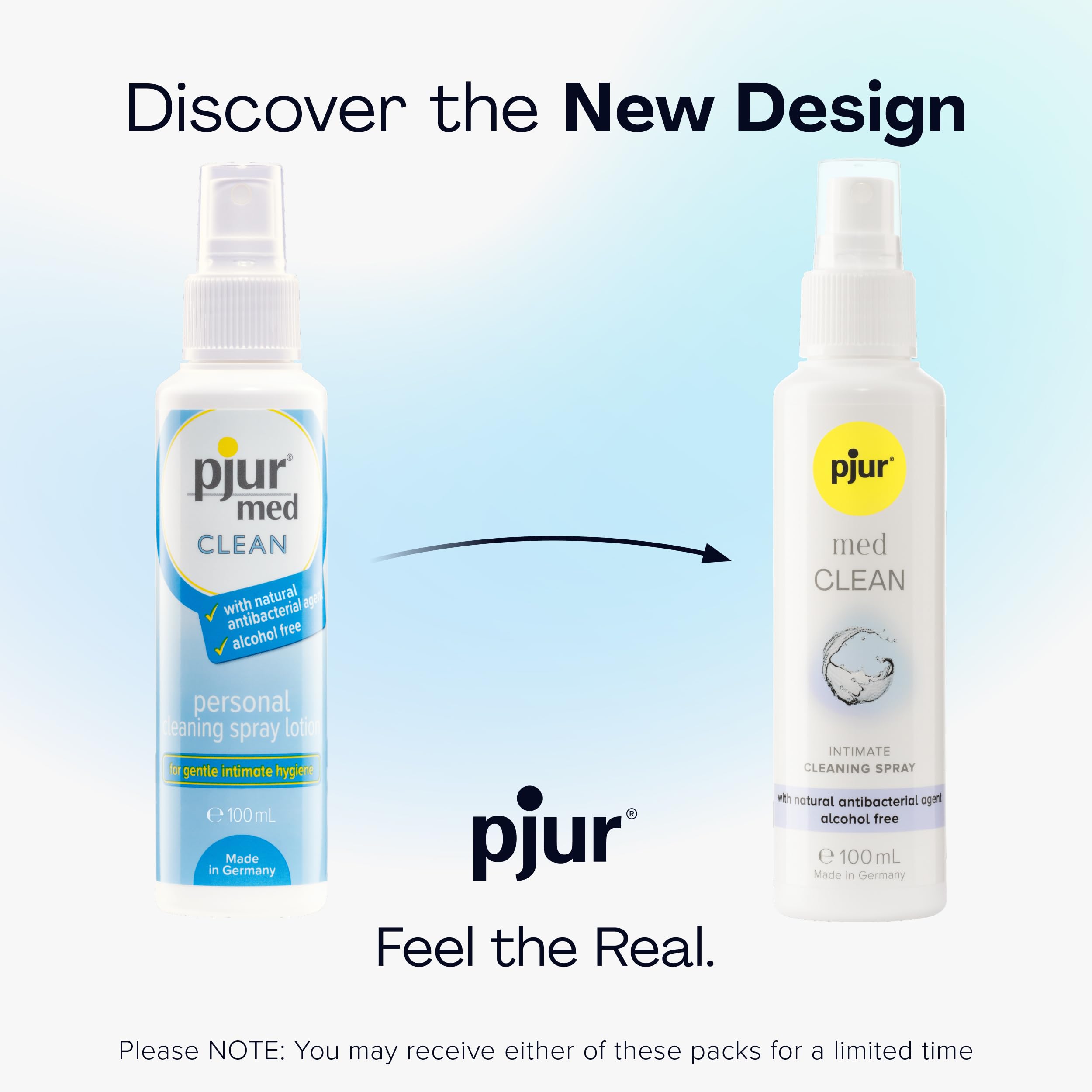 Pjur Med CLEAN Intimate Hygiene Spray - Alcohol-Free Gentle Cleansing for Skin & Sensitive Areas - Refreshing Scent (100ml) - Perfect for Post-Workout, Travel & Daily Feminine Care