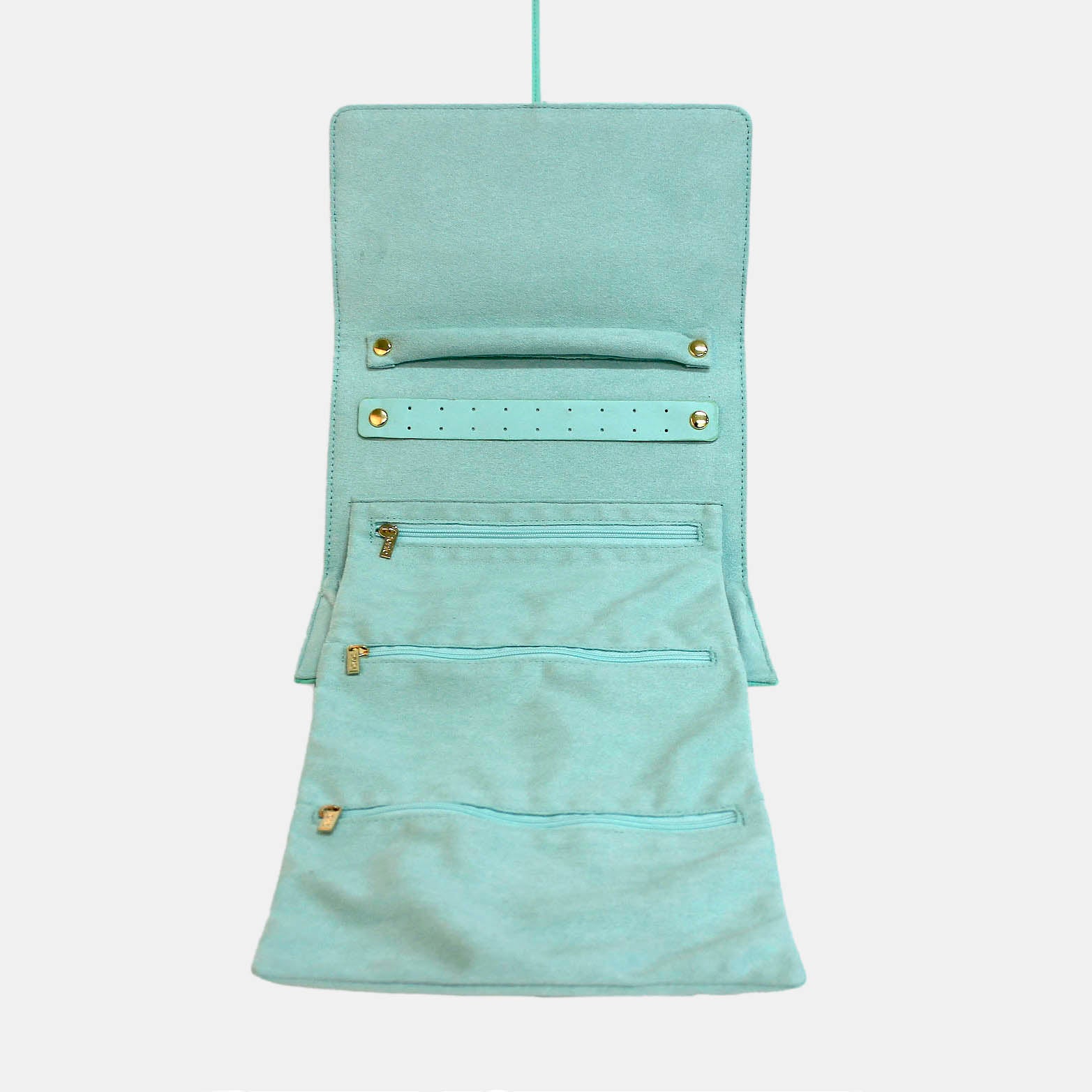 Elegant Jewelry Wrap Organizer - POP Mint Green Velvet Jewelry Holder for Necklaces, Bracelets & Rings | Perfect for Travel, Home Storage & Gift Giving