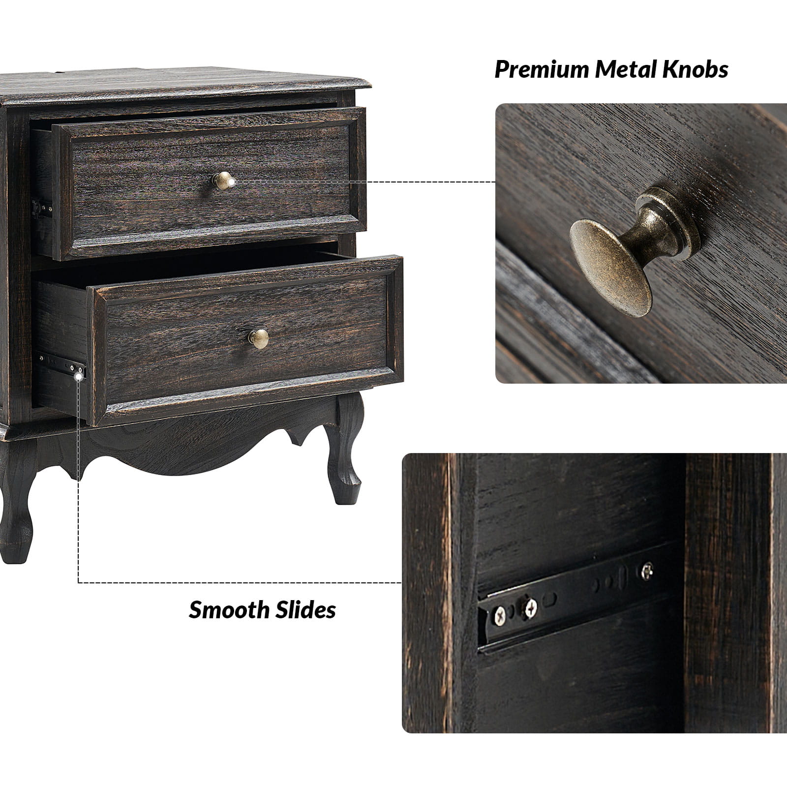 Galatea 24 Inch Tall 2-Drawer Nightstand Chest - Modern Bedside Table with Optional Styles for Bedroom, Living Room, or Office Storage
