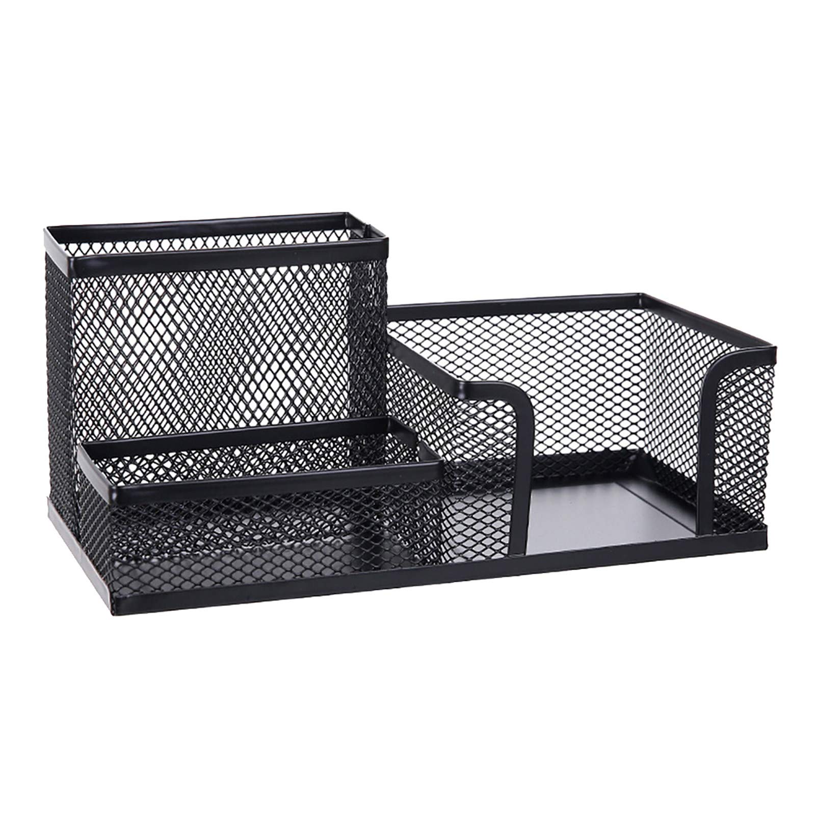 3-Grid Hollow Out Metal Pen Holder - Black Desktop Organizer for Pens, Pencils & Office Supplies | Durable Iron Storage Box for Home, Office & School Use | Perfect Desk Accessory for Neat Workspace Organization