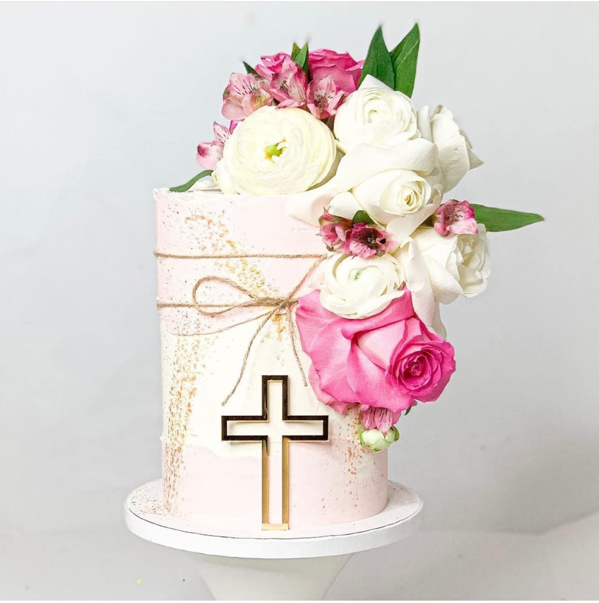 16pcs Acrylic Cross Cake Toppers - Silver Mirror 4'' Cross Cake Decorations for Baptism, Christening, Holy Communion, Easter & Religious Celebrations - Perfect for Wedding, Birthday & Special Occasion Cakes