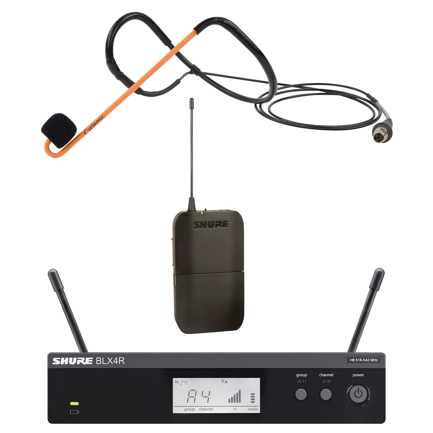Shure BLX14R Professional Rackmount Wireless Microphone System with CycleMic Fitness Headset - Perfect for Live Performances, Gym Workouts & Fitness Instructors