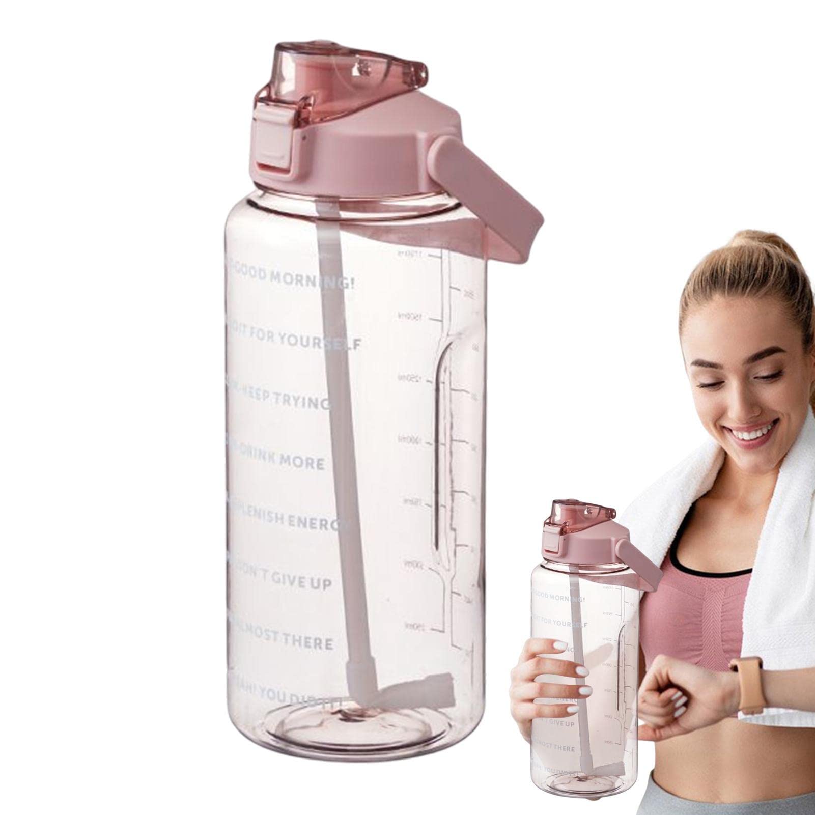 2L Motivational Water Bottle with Time Marker & Fruit Strainer - Leak-Proof Fitness Water Jug for Gym, Hiking & Outdoor Sports | Stay Hydrated During Workouts, Office & Daily Activities
