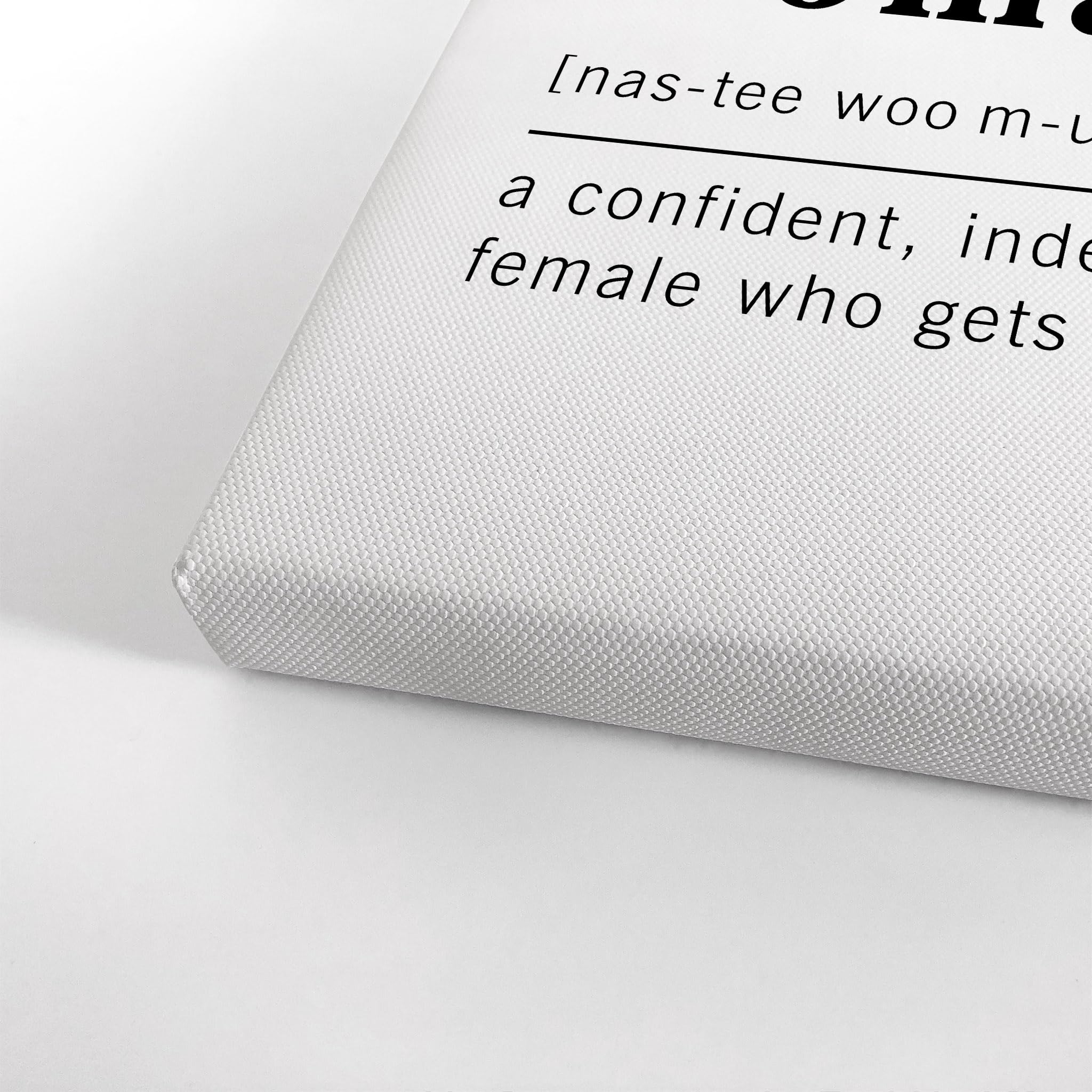 Funny Noun Dictionary Definition of Nasty Woman Canvas Print - Inspirational Quote Wall Art for Office, Living Room & Bedroom - Ready to Hang Home Decor (36x24 inches, Made in USA) - Perfect for Feminist Gifts, Women's Empowerment Spaces & Political Humor Decor