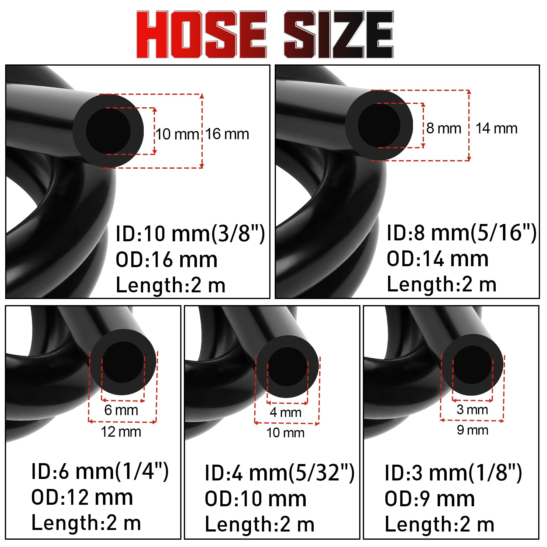 High Performance 6.6FT Automotive Silicone Vacuum Hose Kit (1/8