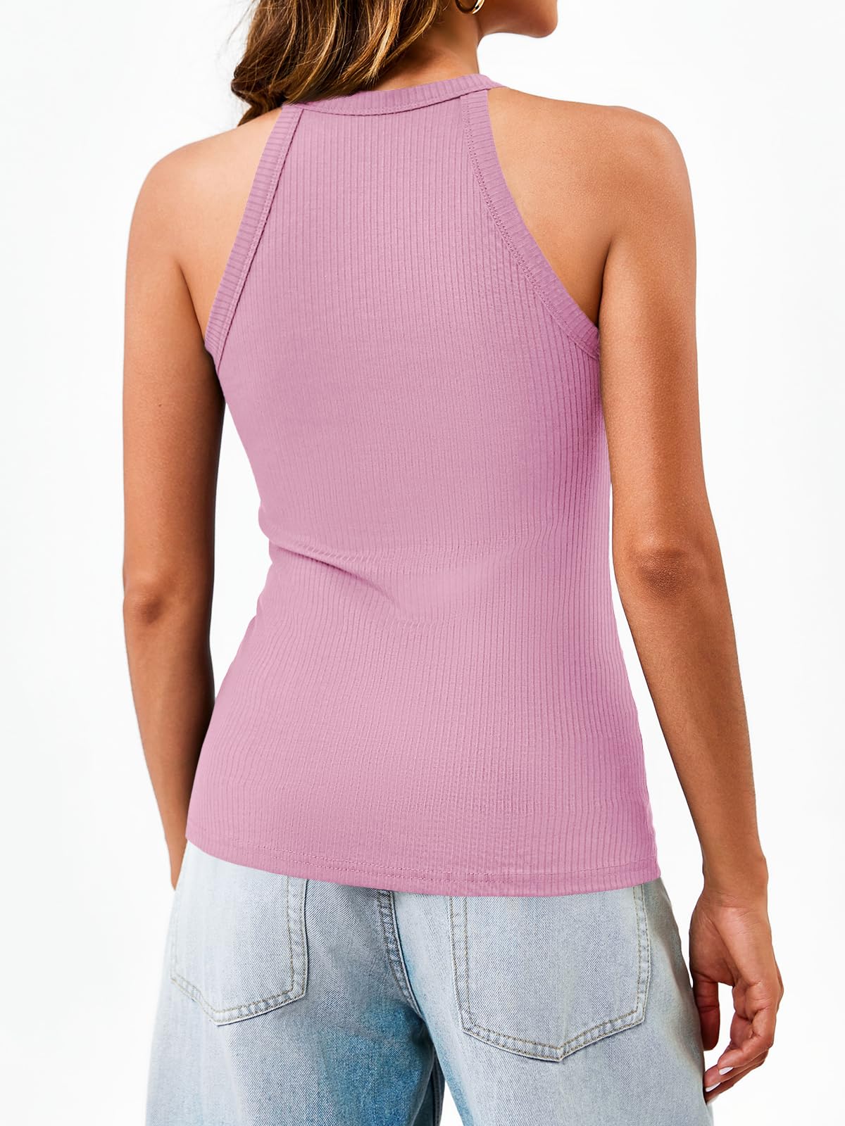 Dellytop Women's Summer Tank Tops - Slim Fit Ribbed Racerback Cami Shirts for Casual Wear & Workout | Breathable Sleeveless Blouses for Gym, Beach, and Everyday Outfits