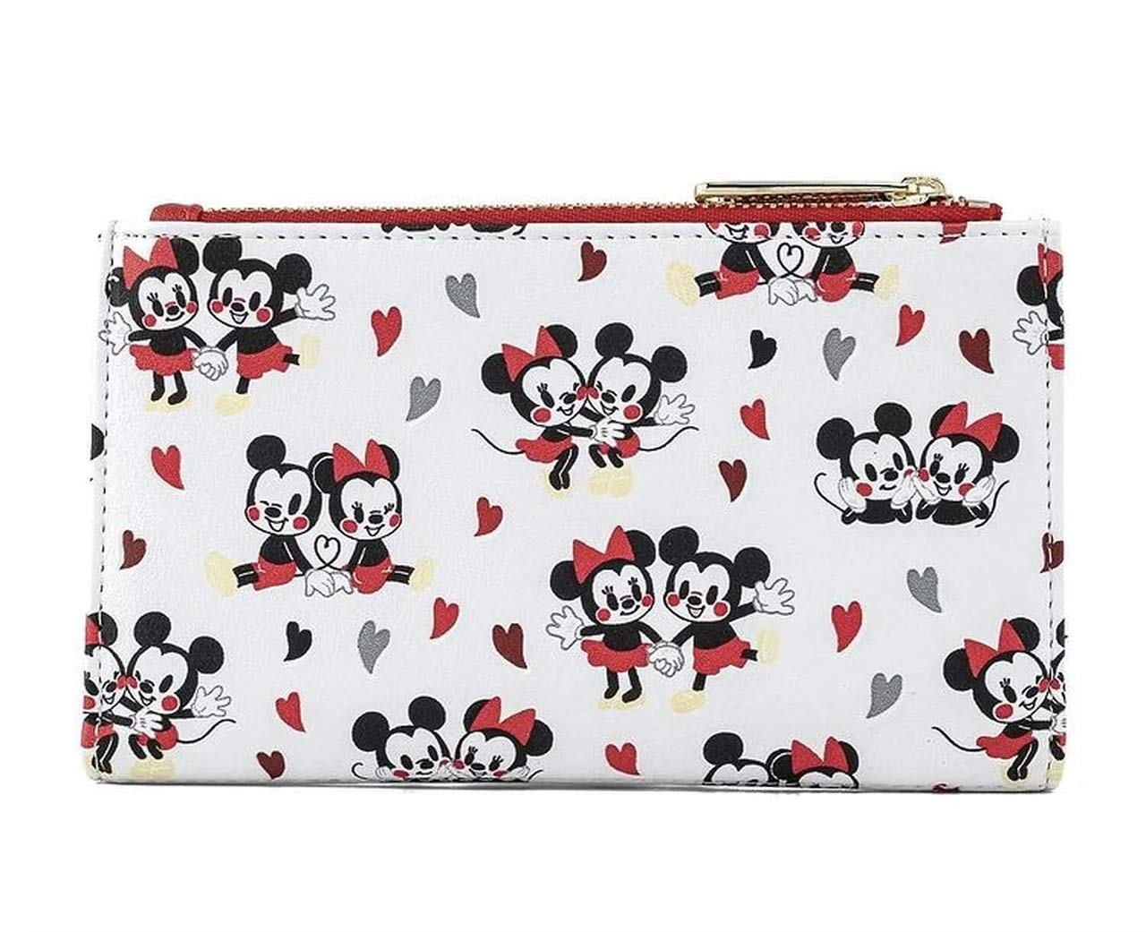 Disney Mickey and Minnie Mouse Love AOP Faux Leather Wallet - Loungefly Official - Cute Couple Gift for Disney Fans - Perfect for Theme Parks, Date Nights & Collectors