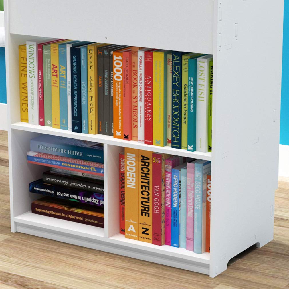 Intexca Kids Cartoon Bookshelf - Multi-Layer Storage Organizer with Cabinets, White - Perfect for Nursery, Playroom & Kids' Bedroom Organization
