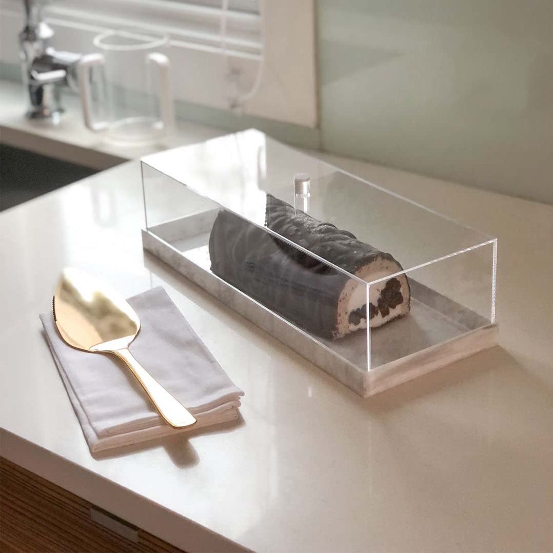 White Judaica Lucite Decorative Rectangular Bread Box for Kitchen - Perfect for Challah Storage, Kosher Homes & Jewish Holiday Dining