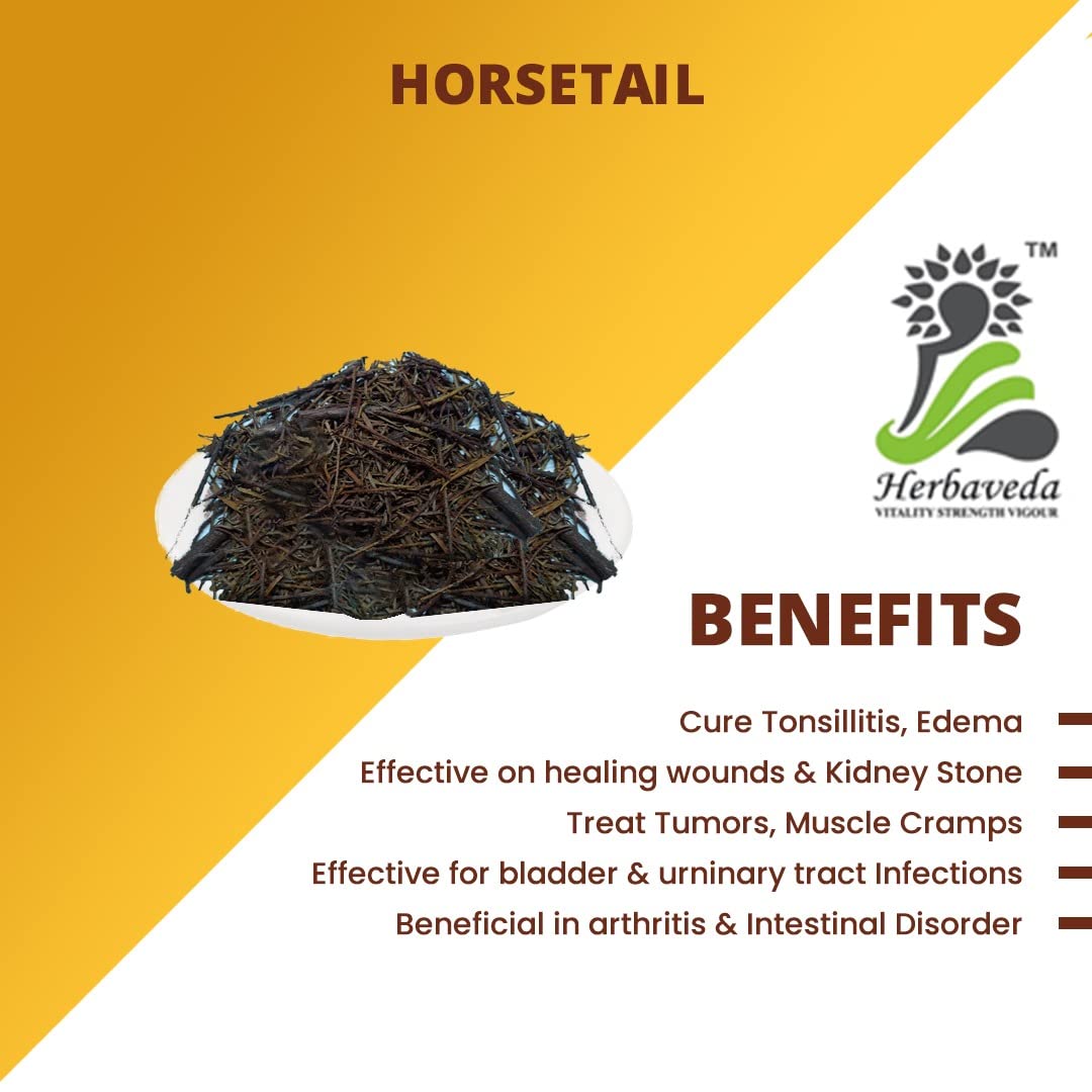 Herbaveda Organic Horsetail Leaves Tea 100g - Supports Bone Health, Kidney Cleansing, Skin & Hair Care | Herbal Tea for Detox, Wellness & Beauty