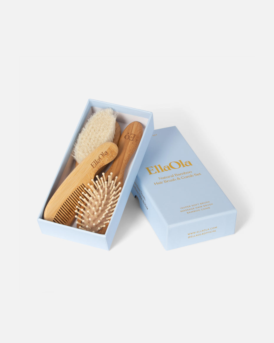 3 Piece Bamboo Brush & Comb Set - Eco-Friendly Hair Care Kit for Men & Women - Perfect for Travel, Home & Salon Use