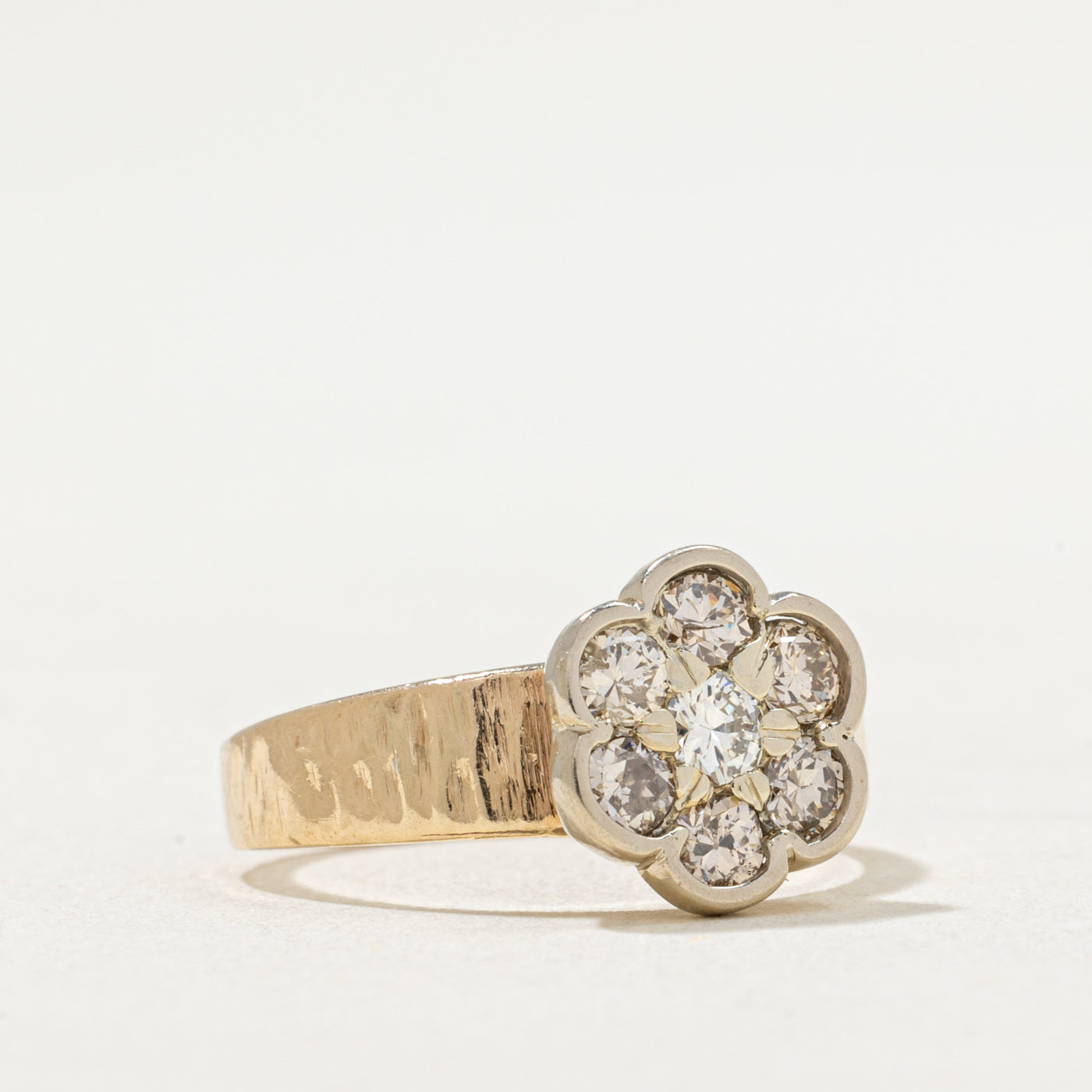 14K Gold Diamond Daisy Ring - 0.60 Carat Total Weight (CTW) - Size 5.75 - Elegant Floral Jewelry for Women, Perfect for Weddings, Anniversaries & Everyday Wear
